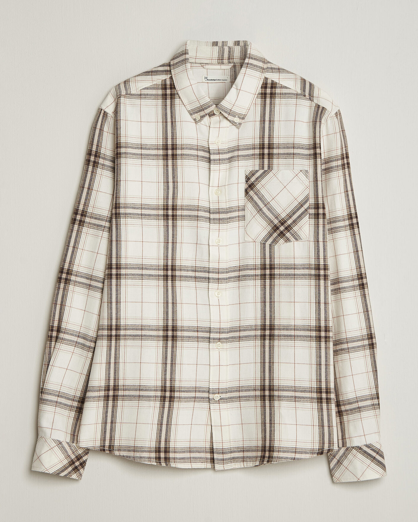 Herren | Hemden | KnowledgeCotton Apparel | Regular Fit Check Melange Flannel Shirt Cream