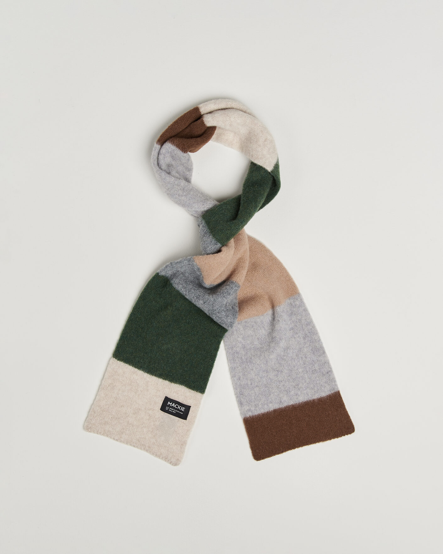 Herren | Schals | Robert Mackie | Rona Ribbed Shaggy Lambswool Scarf Grey/Green/Beige Mix