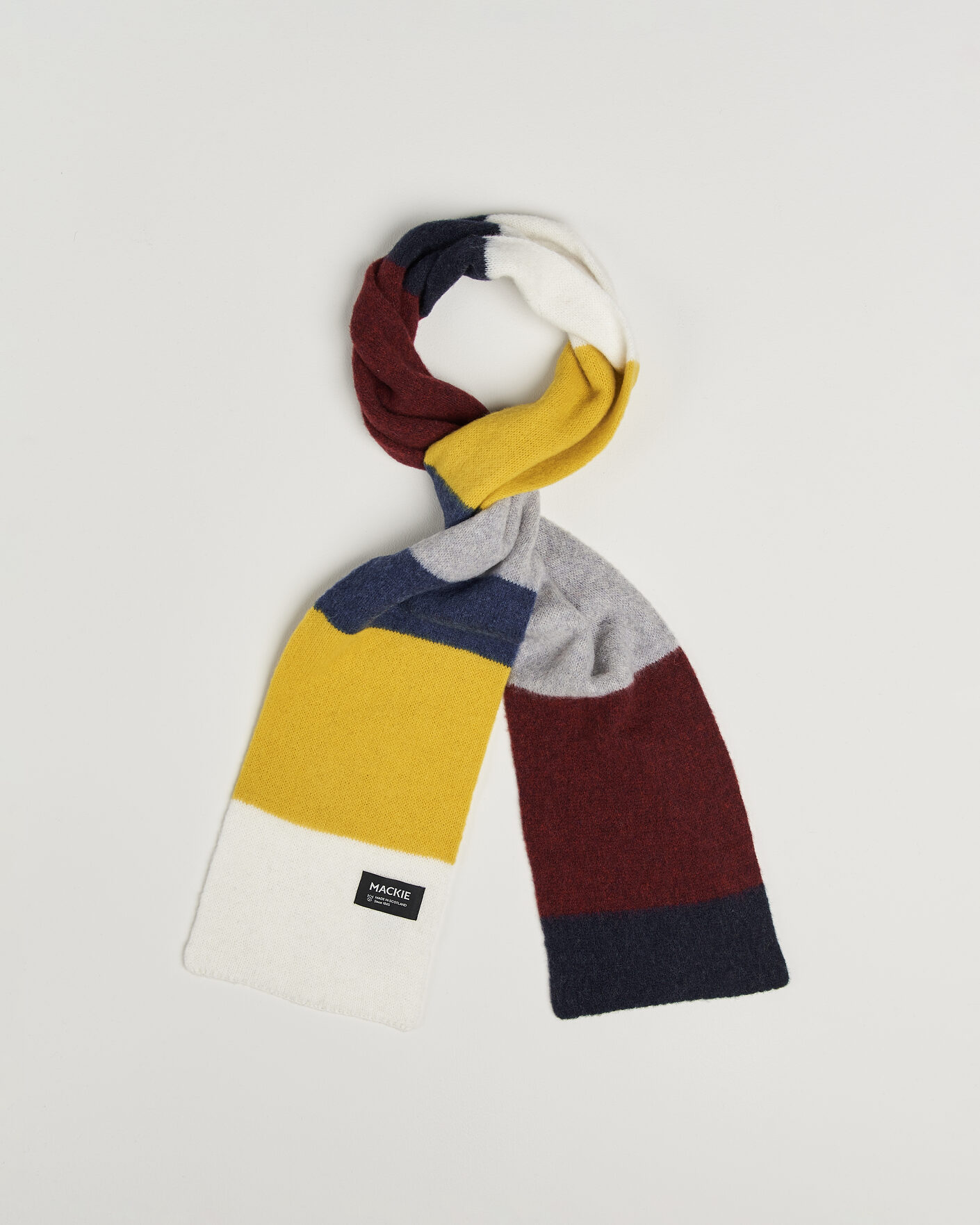 Herren | Schals | Robert Mackie | Rona Ribbed Shaggy Lambswool Scarf Yellow/Grey/Blue Mix