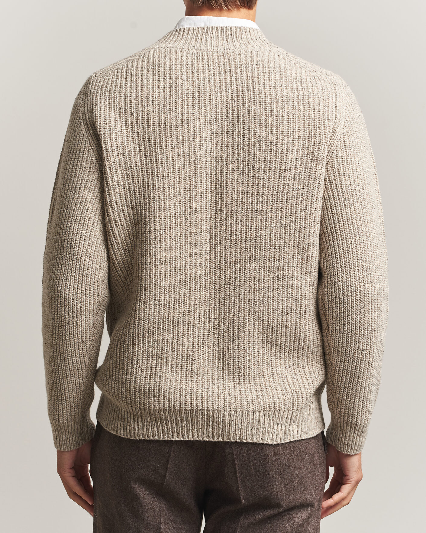 Herren | Pullover | Morgano | Fisherman Ribb Donegal Knitted V-Neck Beige