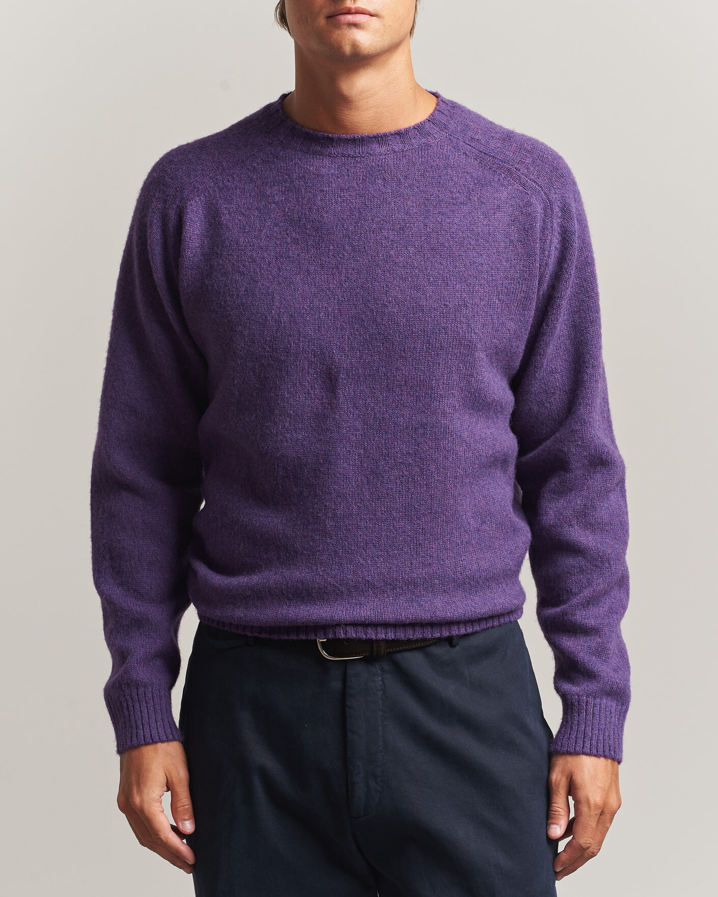Herren | Pullover | Morgano | Brushed Wool Crewneck Purple