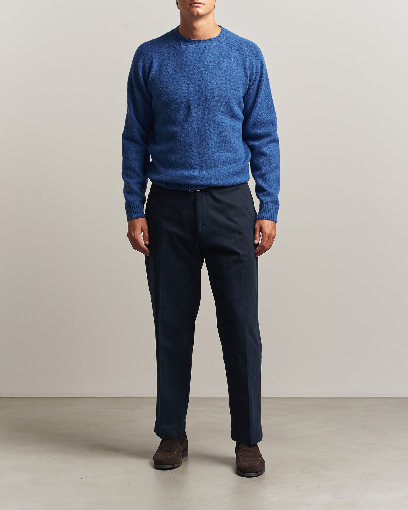 Herren | Pullover | Morgano | Brushed Wool Crewneck High Blue
