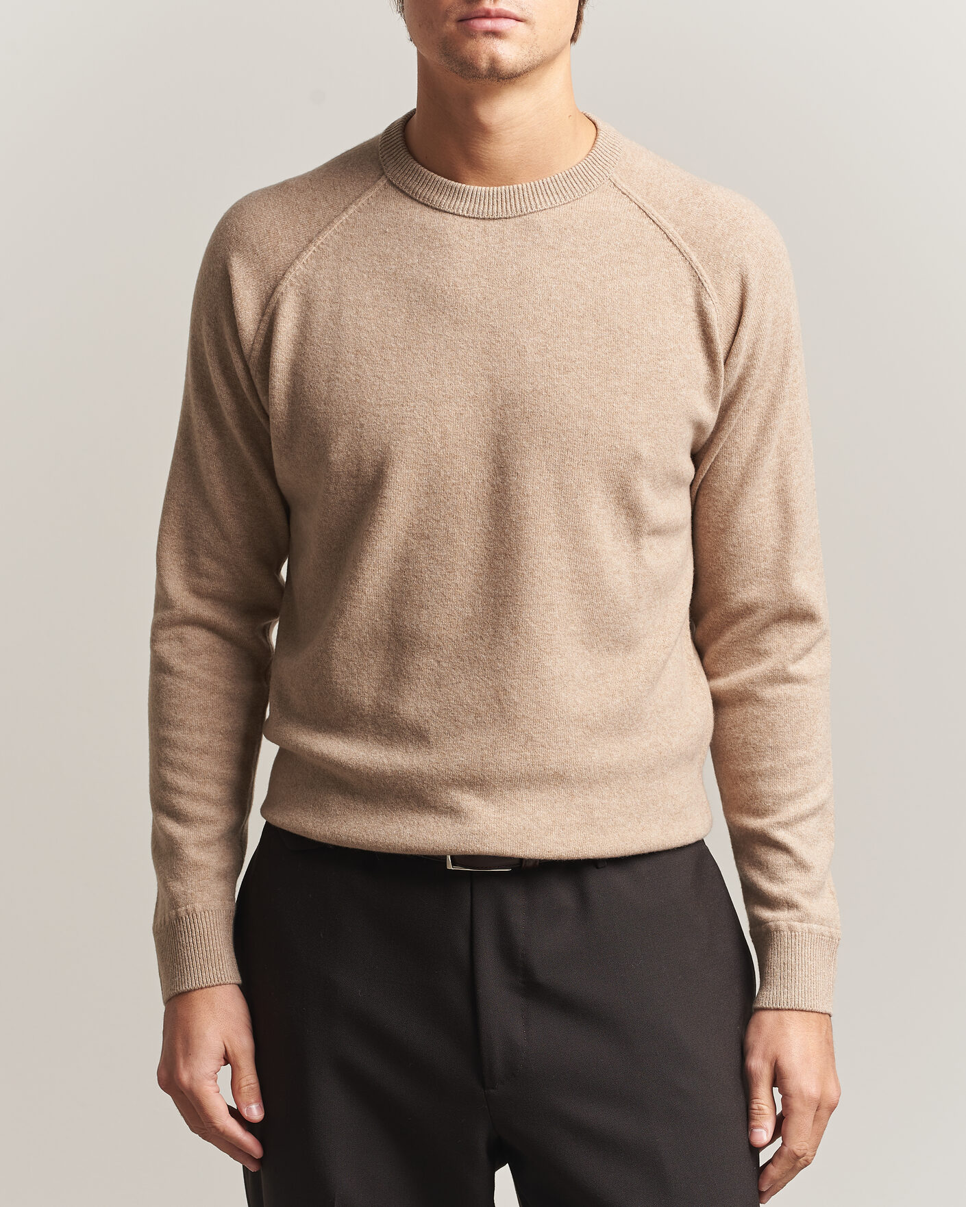 Herren | Pullover | Morgano | Wool/Cashmere Raglan Crew Beige