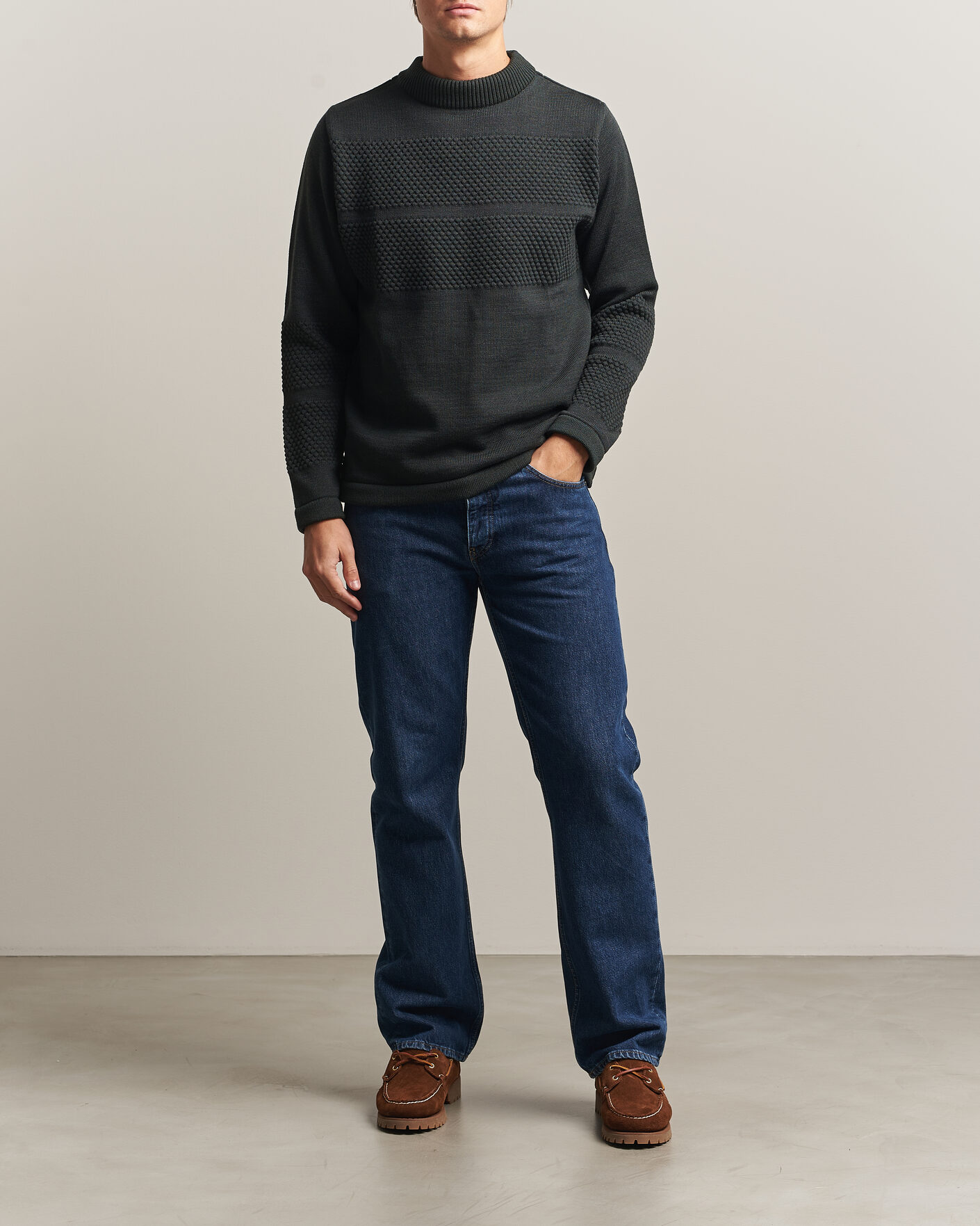 Herren | Pullover | S.N.S. Herning | Fisherman Mock Neck Terrain Green