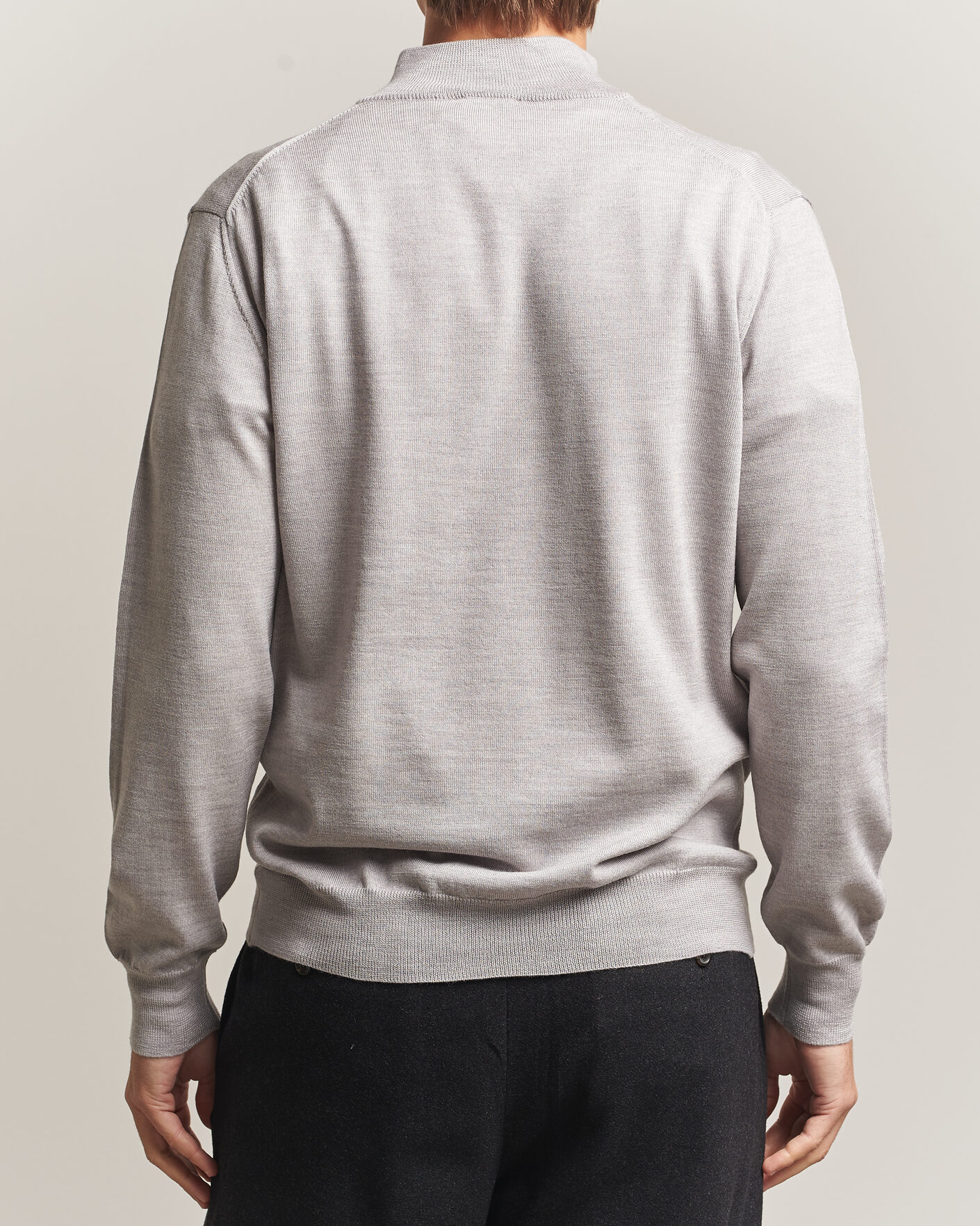 Herren | Pullover | Morgano | Extra Fine Merino Wool Half-Zip Light Grey