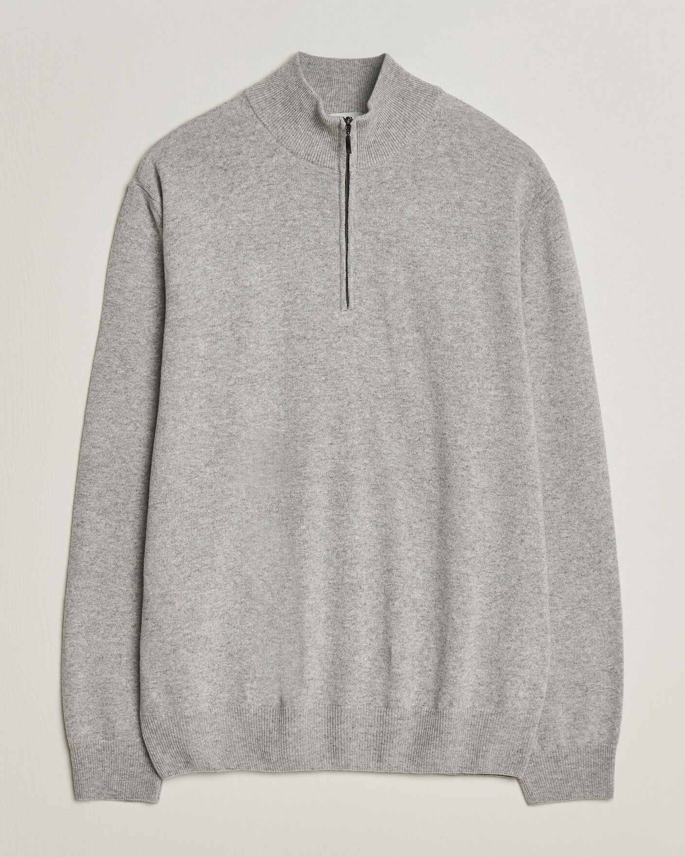 Herren | Pullover | Morgano | Wool/Cashmere Half-Zip Mid Grey