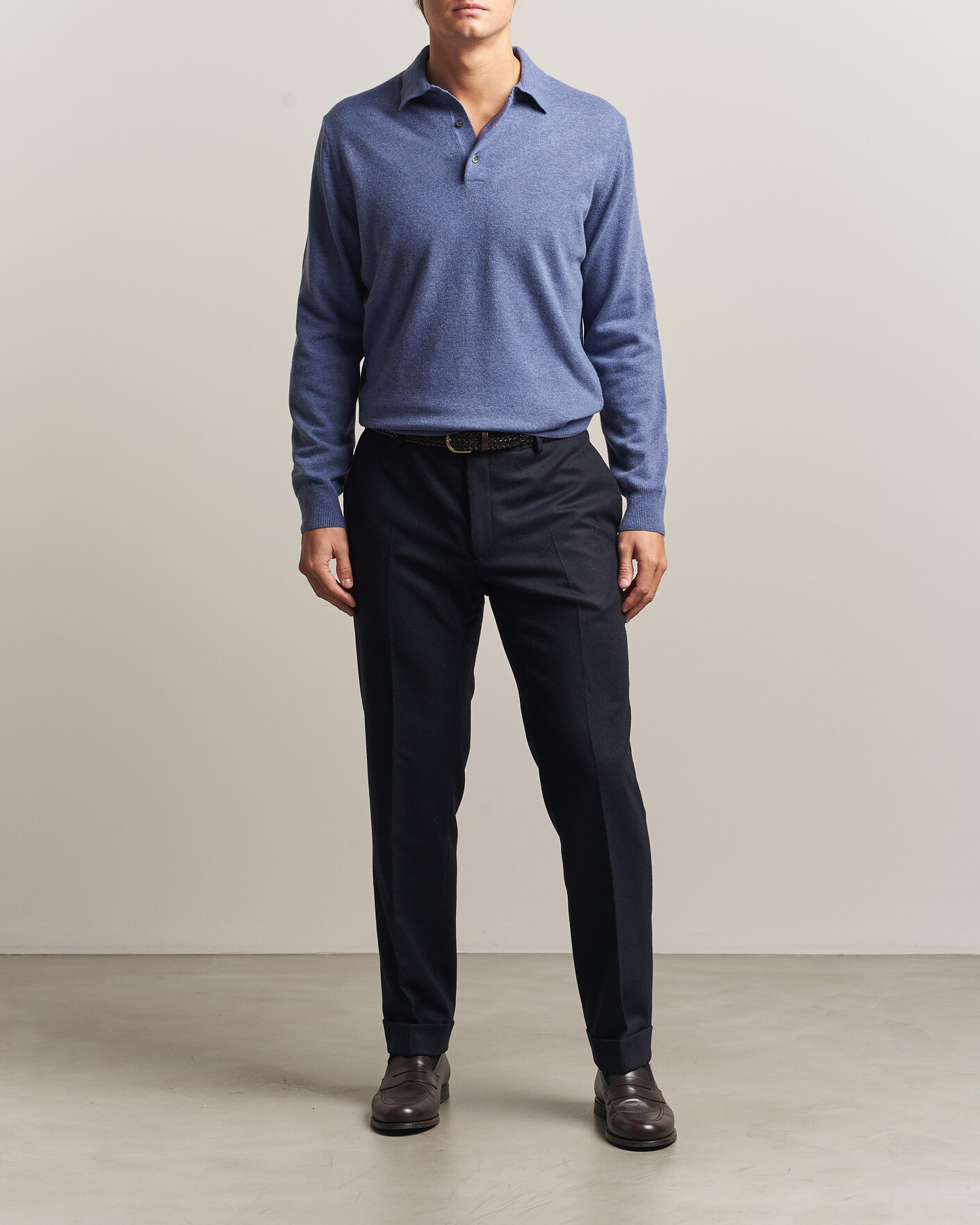 Herren | Pullover | Morgano | Wool/Cashmere Polo Mid Blue
