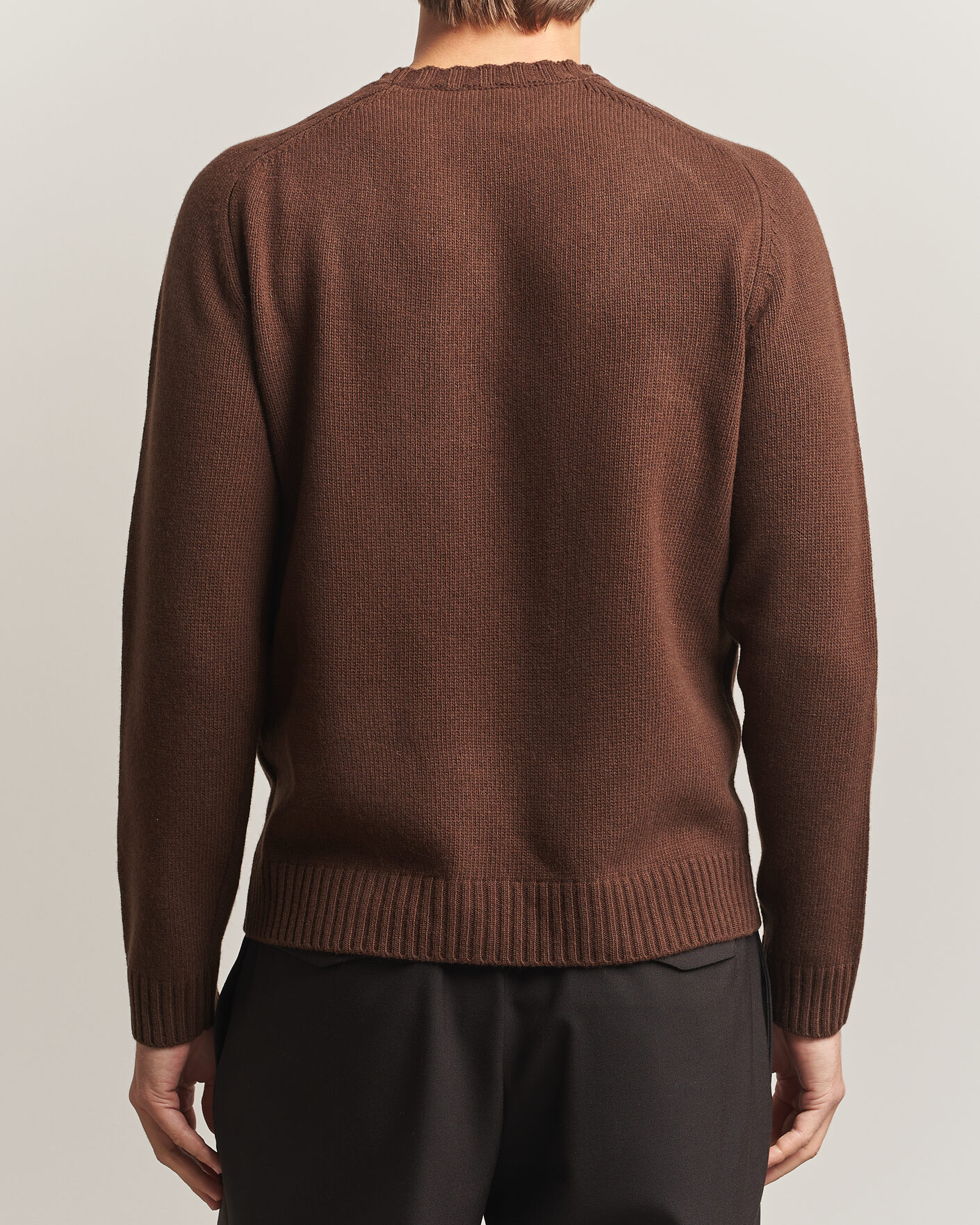 Herren | Pullover | Morgano | Heavy Knitted Wool/Cashmere Crewneck Dark Brown