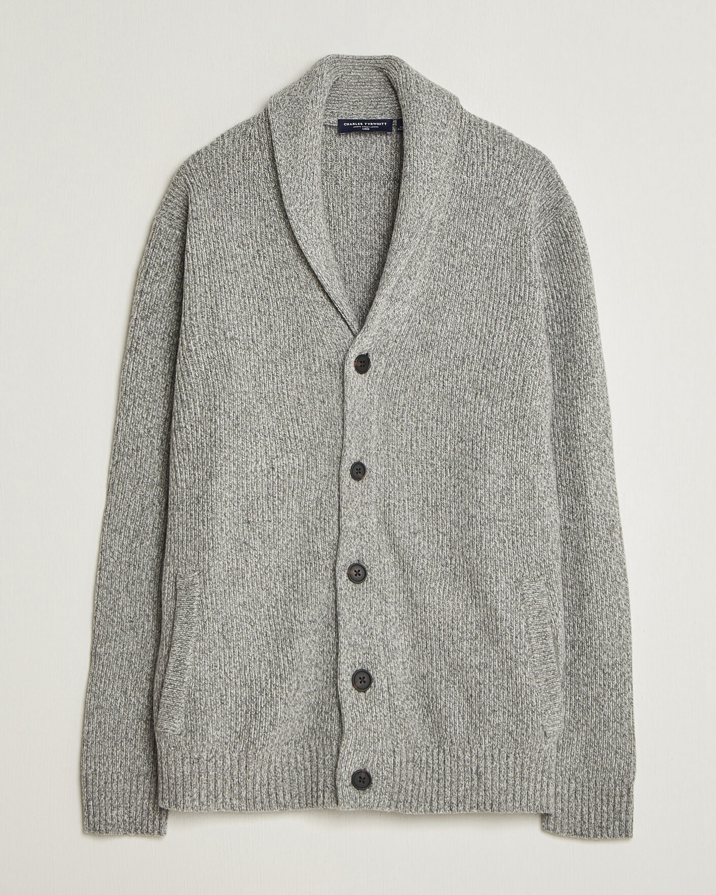 Herren | Pullover | Charles Tyrwhitt | Chunky Merino Shawl Neck Cardigan Grey