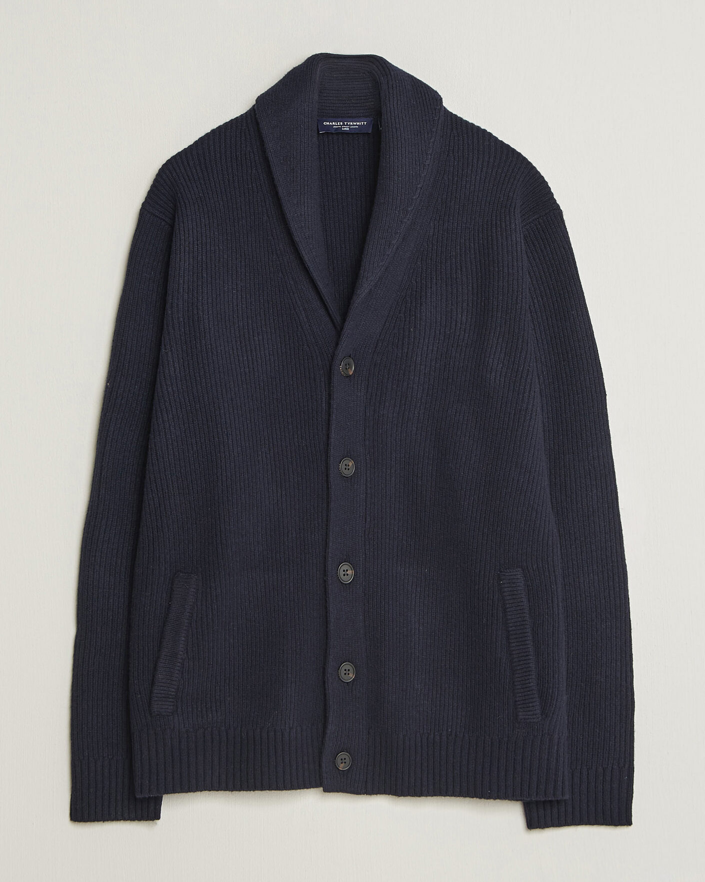 Herren | Pullover | Charles Tyrwhitt | Chunky Merino Shawl Neck Cardigan Navy