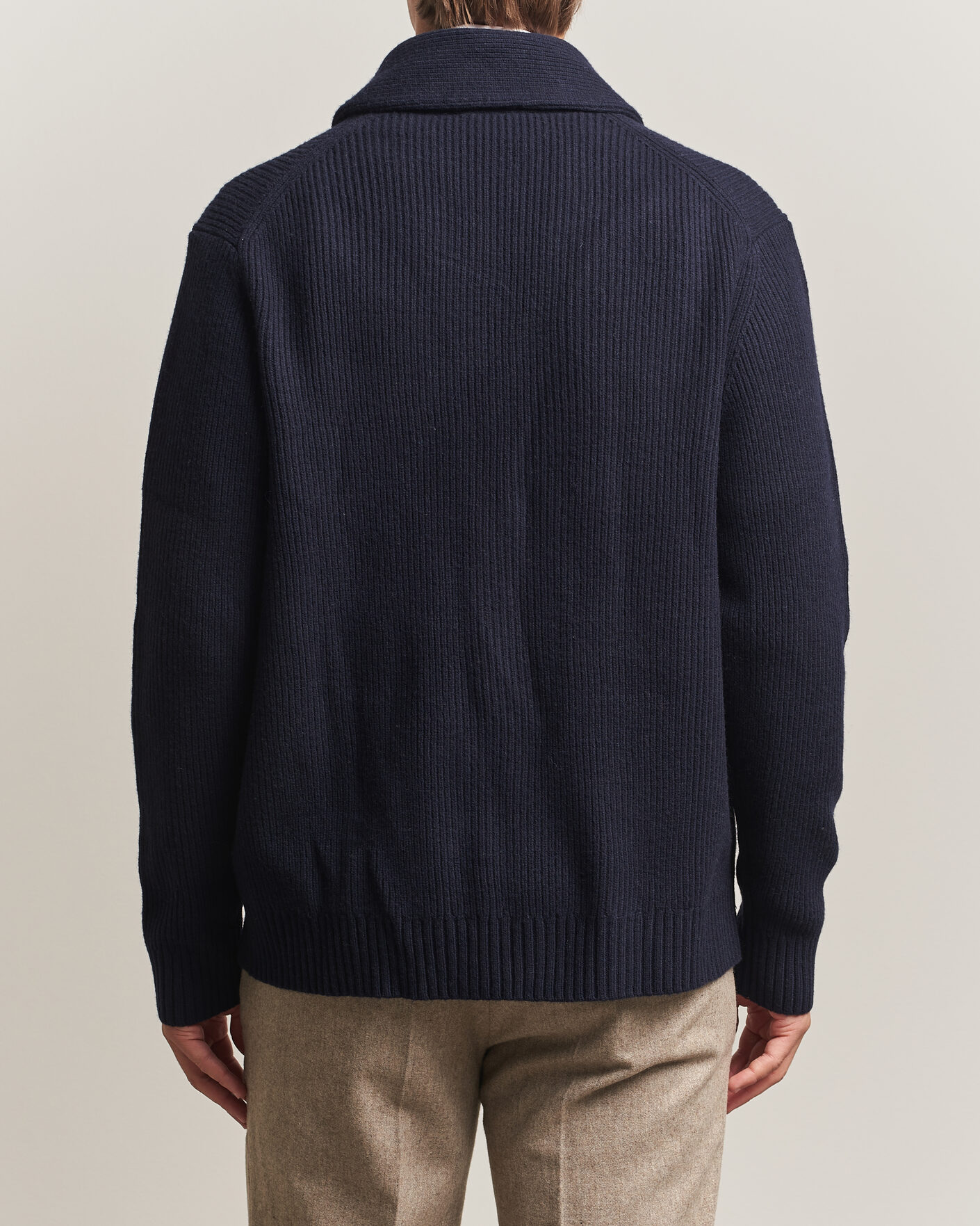 Herren | Pullover | Charles Tyrwhitt | Chunky Merino Shawl Neck Cardigan Navy