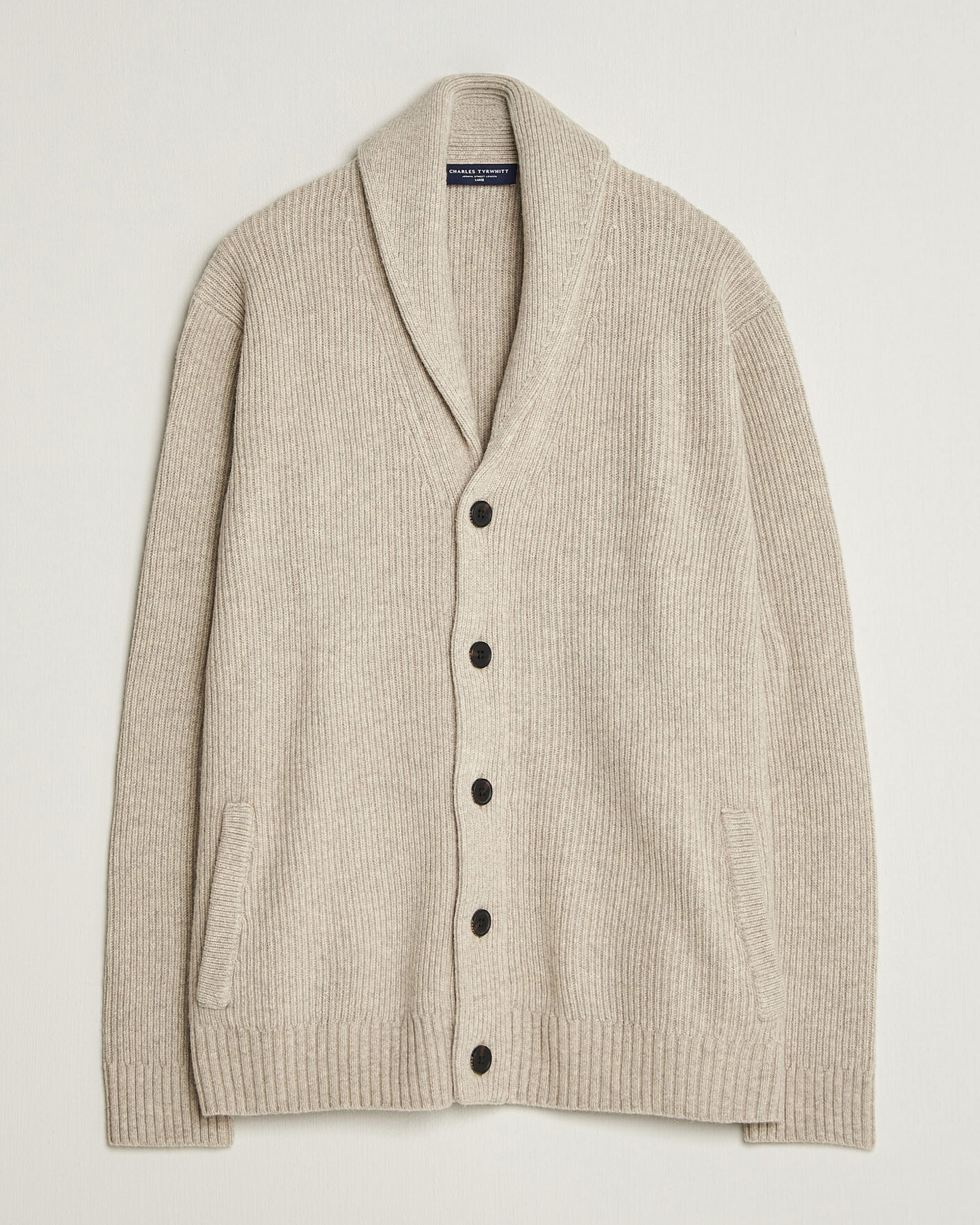 Herren | Pullover | Charles Tyrwhitt | Chunky Merino Shawl Neck Cardigan Oat