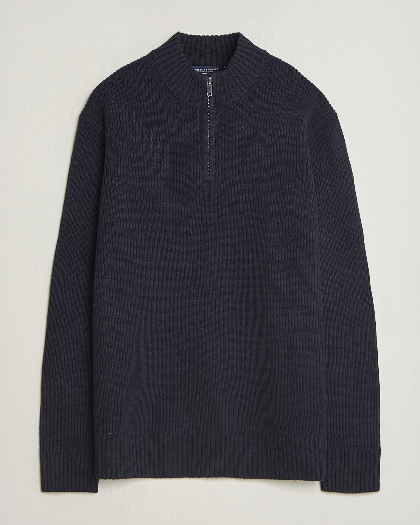 Herren | Pullover | Charles Tyrwhitt | Chunky Merino Zip Neck Navy