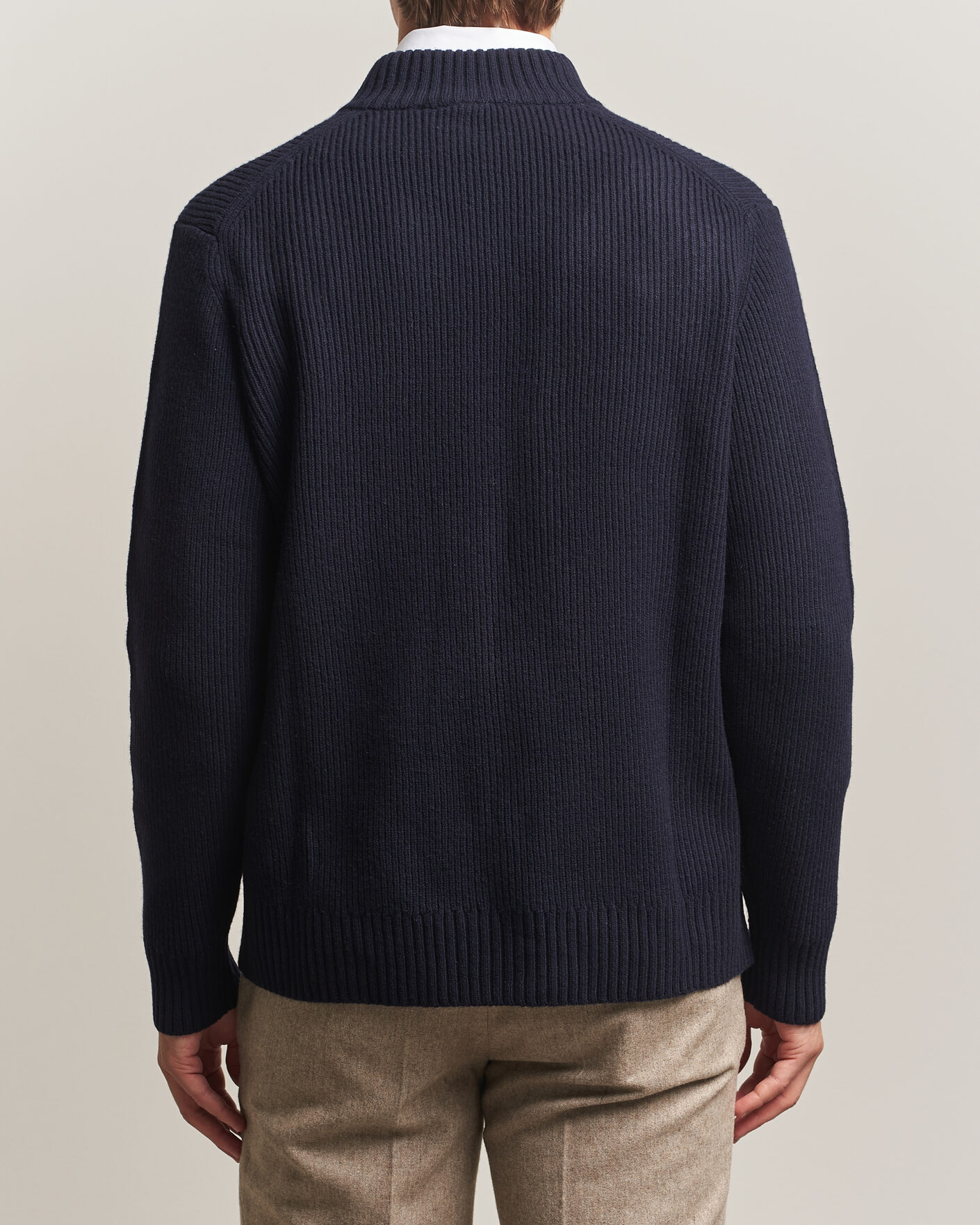 Herren | Pullover | Charles Tyrwhitt | Chunky Merino Zip Neck Navy