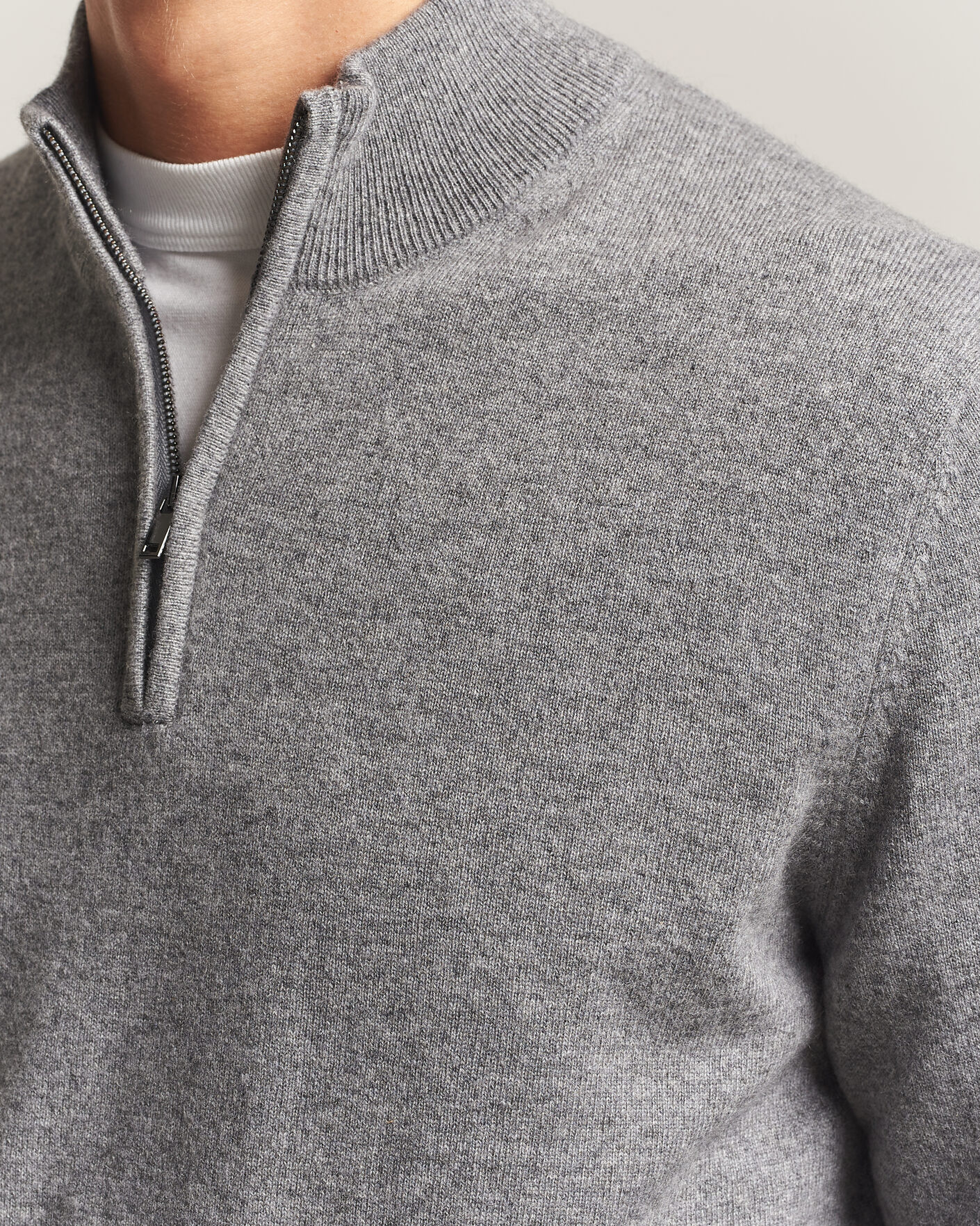 Herren | Pullover | Charles Tyrwhitt | Pure Cashmere Zip Neck Jumper Grey