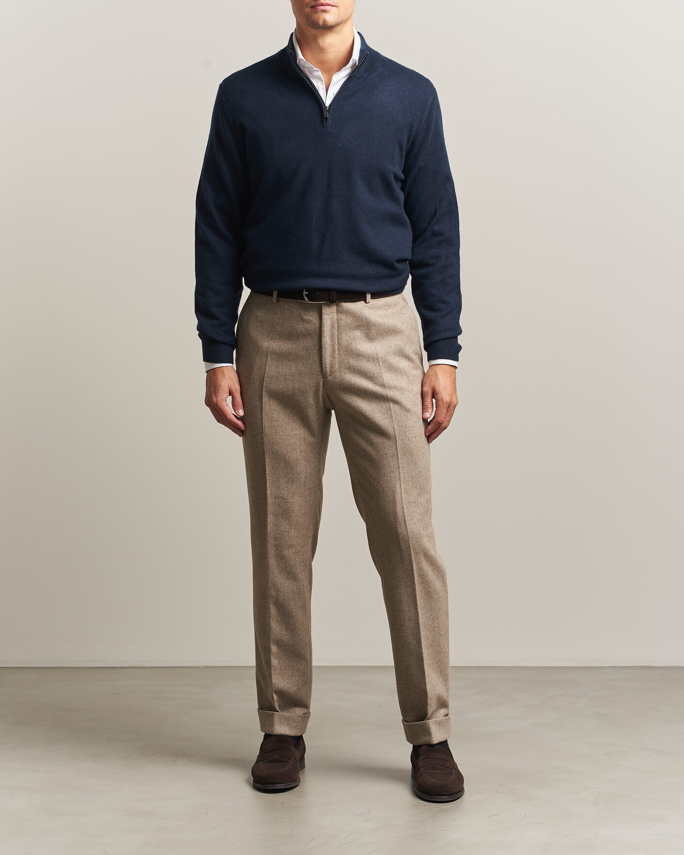 Herren | Pullover | Charles Tyrwhitt | Pure Cashmere Zip Neck Jumper Navy