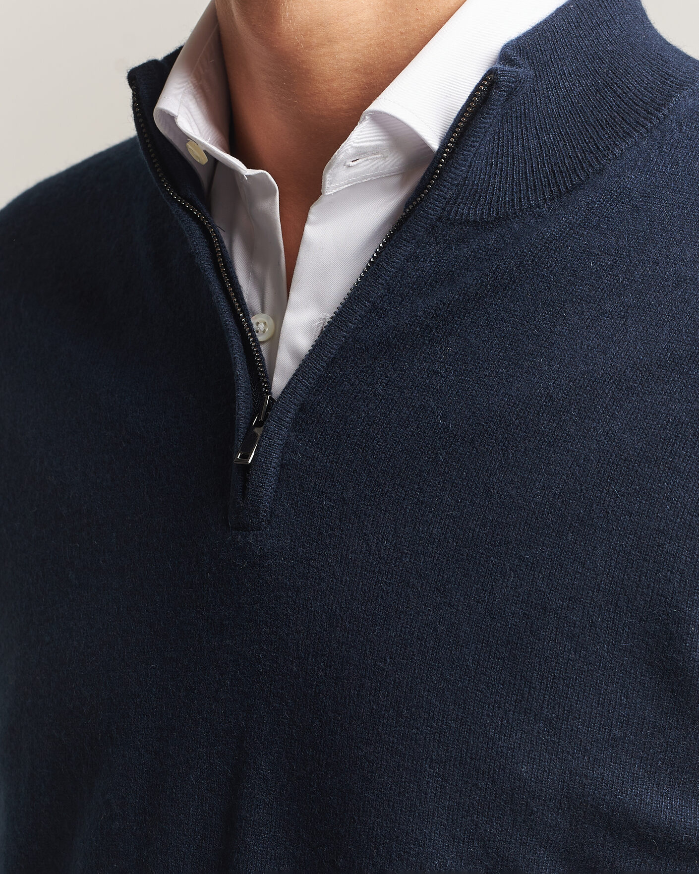 Herren | Pullover | Charles Tyrwhitt | Pure Cashmere Zip Neck Jumper Navy