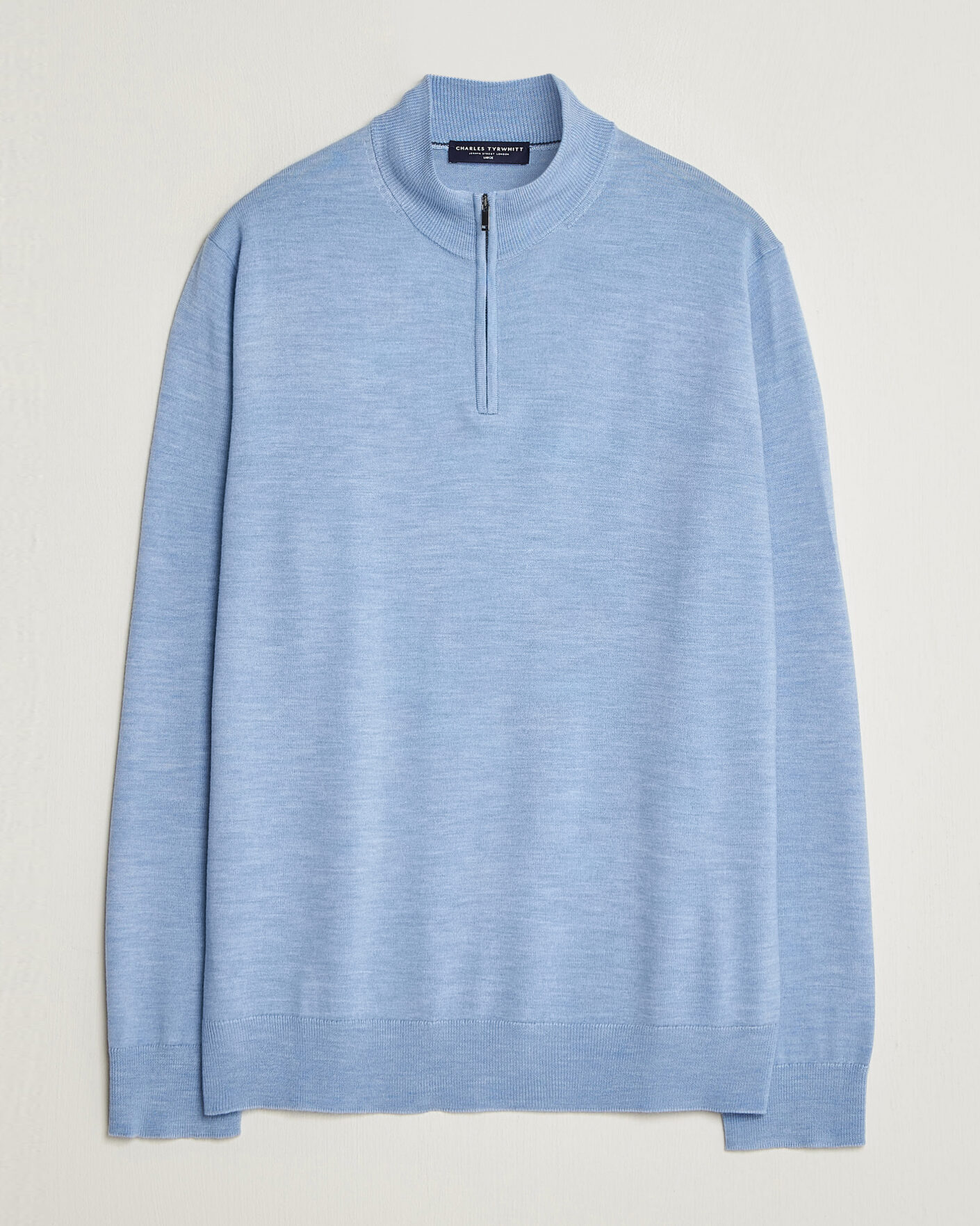 Herren | Pullover | Charles Tyrwhitt | Pure Merino Zip Neck Jumper Cornflower Blue