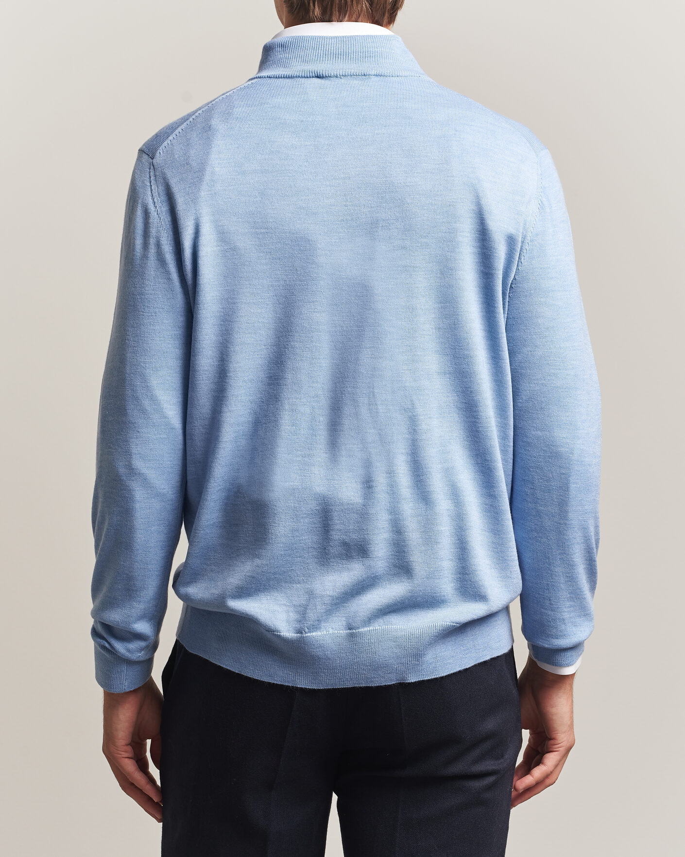 Herren | Pullover | Charles Tyrwhitt | Pure Merino Zip Neck Jumper Cornflower Blue