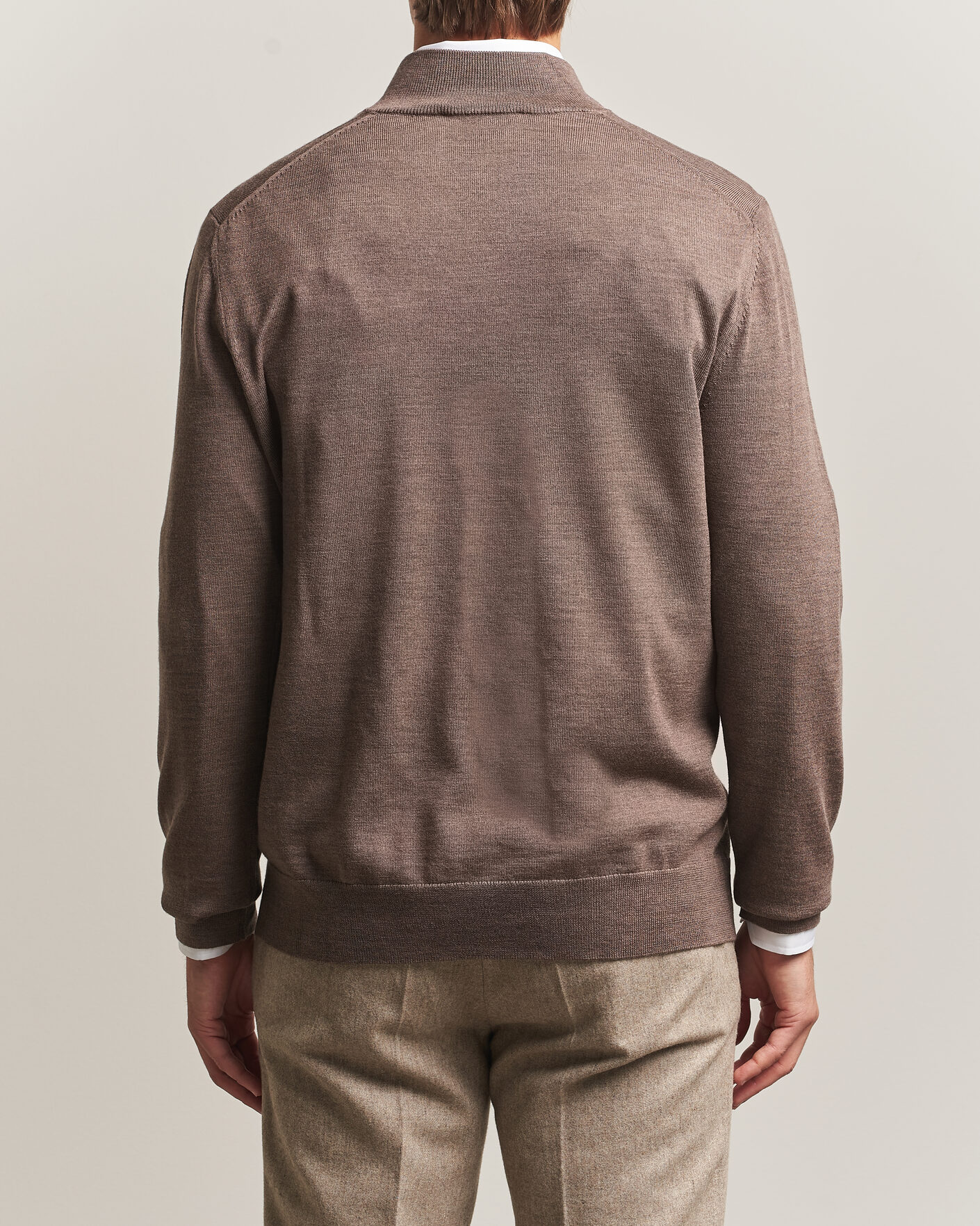 Herren | Pullover | Charles Tyrwhitt | Pure Merino Zip Neck Jumper Mocha
