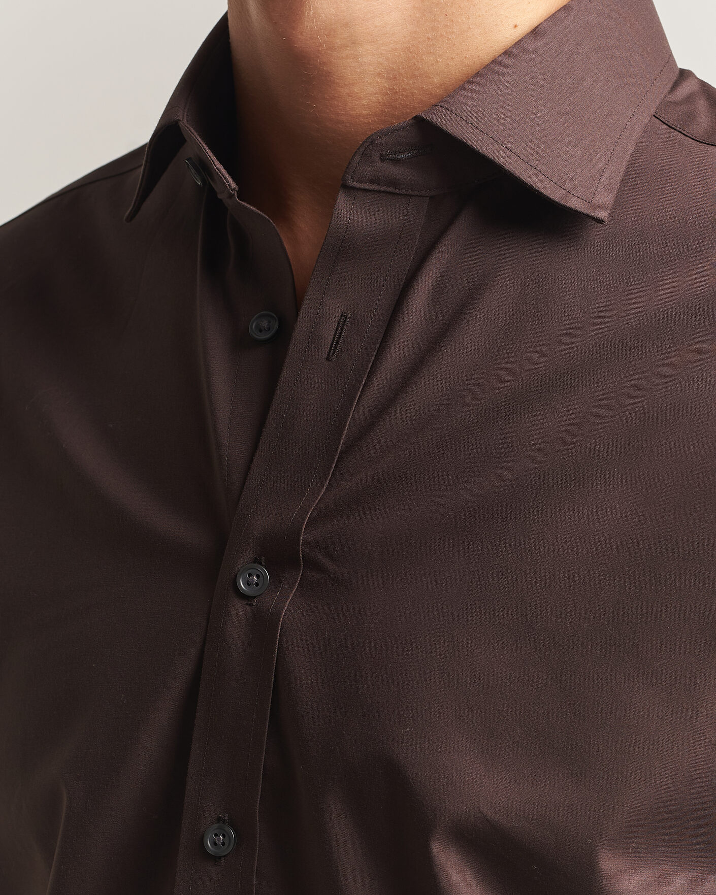 Herren | Hemden | Charles Tyrwhitt | Slim Fit Non Iron Poplin Cut Away Shirt Chocolate