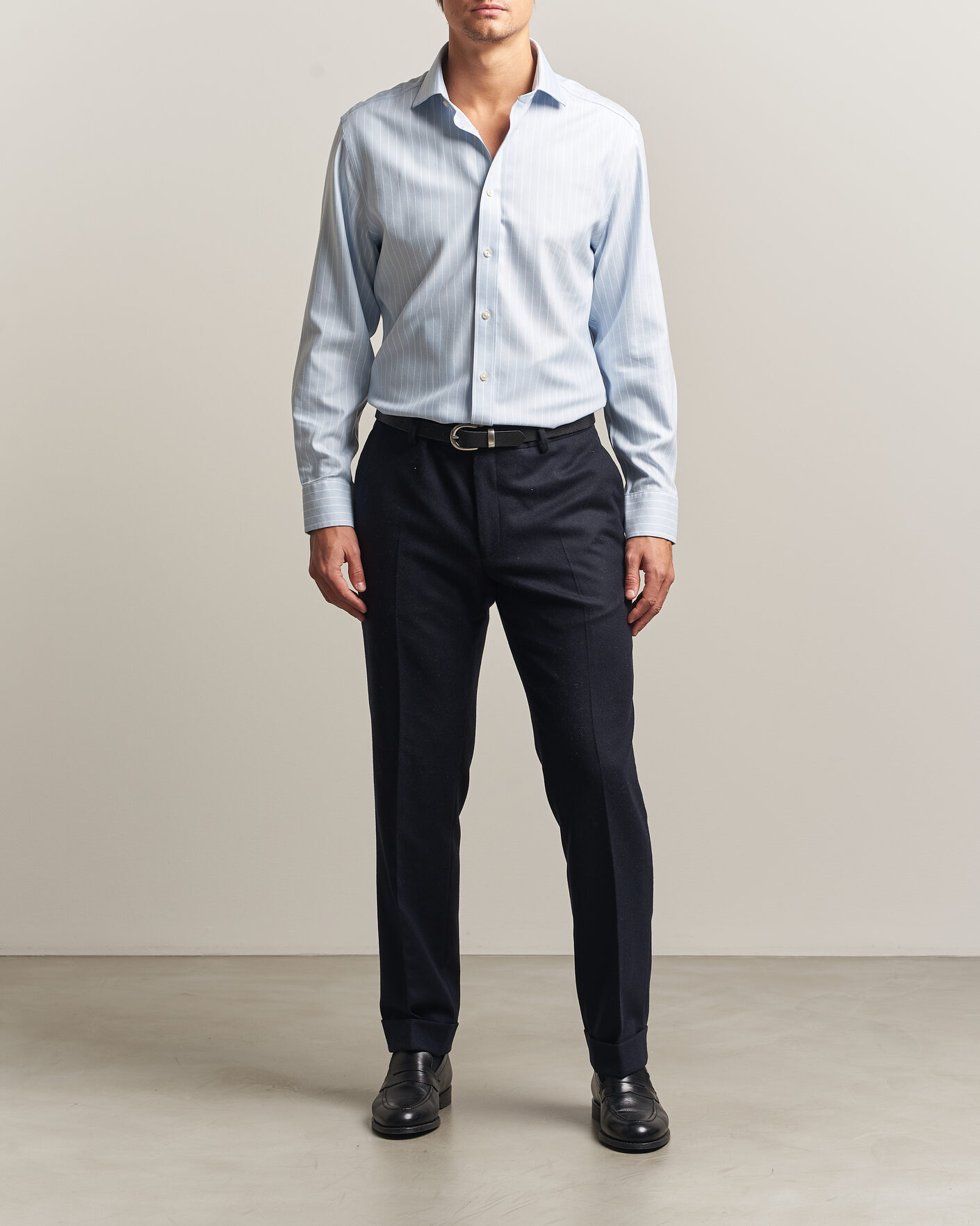 Herren | Hemden | Charles Tyrwhitt | Slim Fit Non Iron Herringbone Stripe Shirt Light Blue
