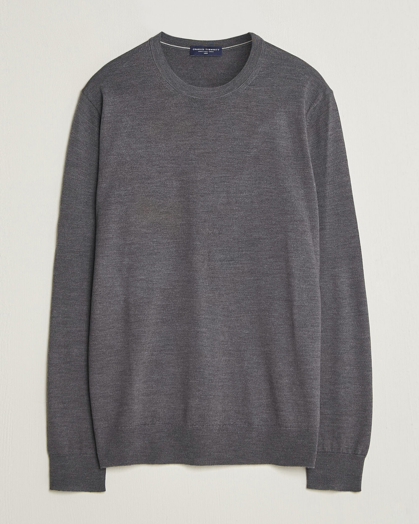 Herren | Pullover | Charles Tyrwhitt | Pure Merino Crew Neck Jumper Grey