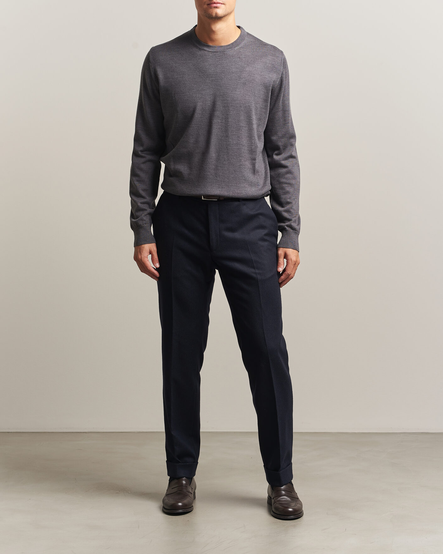 Herren | Pullover | Charles Tyrwhitt | Pure Merino Crew Neck Jumper Grey
