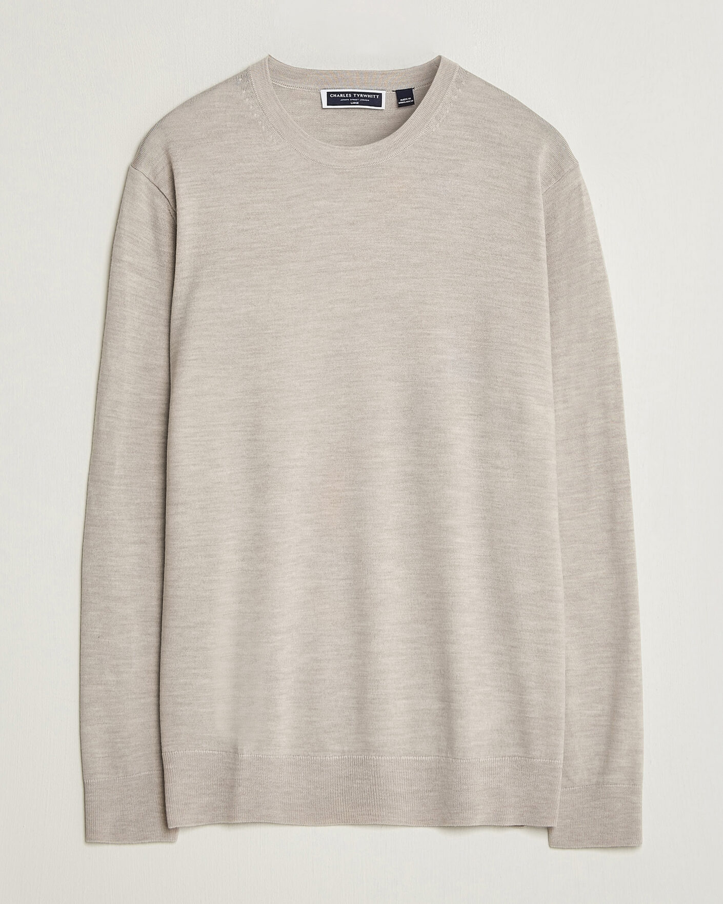 Herren | Pullover | Charles Tyrwhitt | Pure Merino Crew Neck Jumper Limestone
