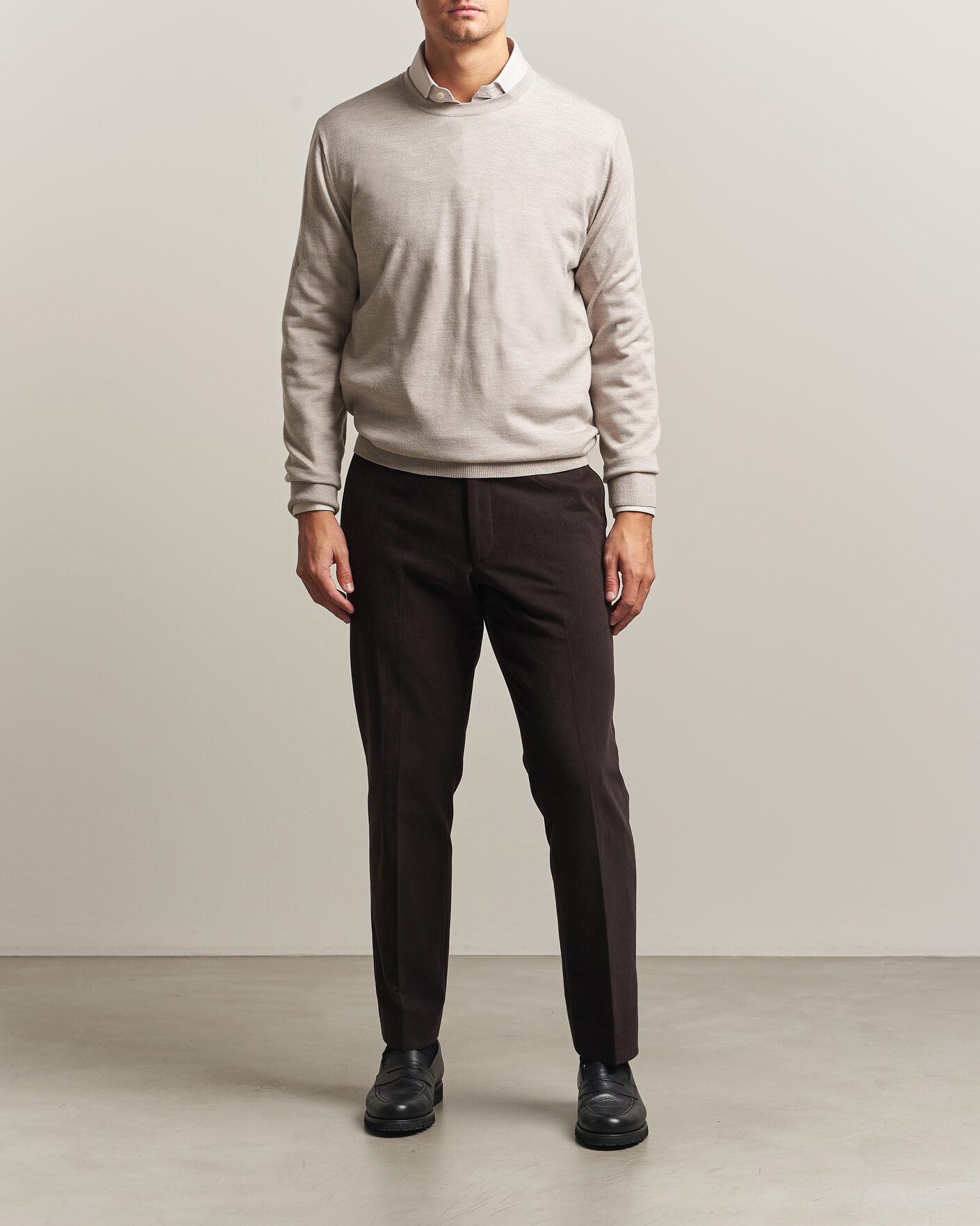 Herren | Pullover | Charles Tyrwhitt | Pure Merino Crew Neck Jumper Limestone