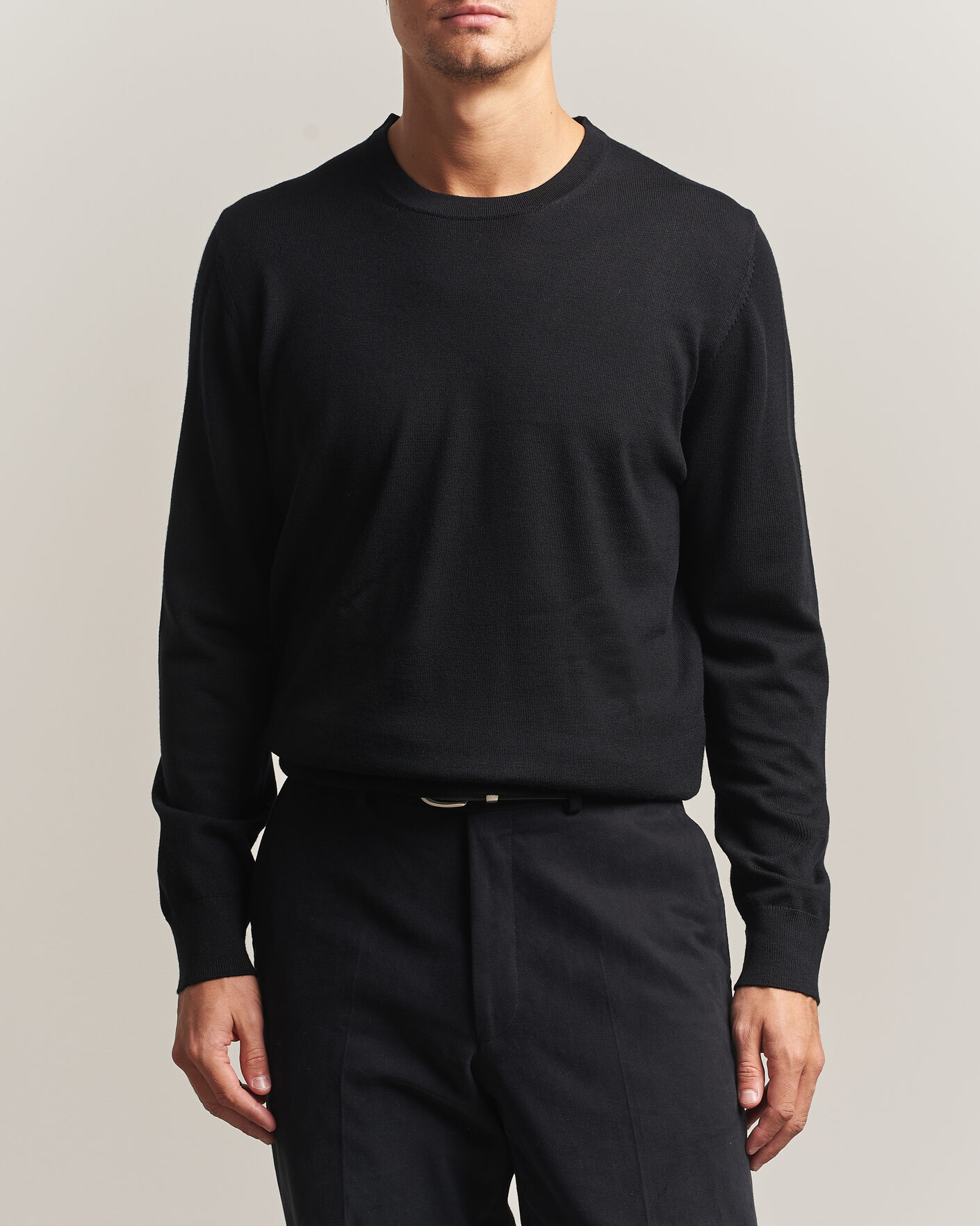 Herren | Pullover | Charles Tyrwhitt | Pure Merino Crew Neck Jumper Black