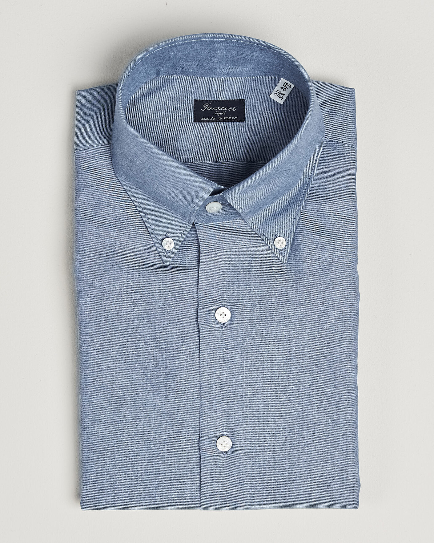 Herren | Hemden | Finamore Napoli | Milano Slim Cashmere BD Shirt Light Blue