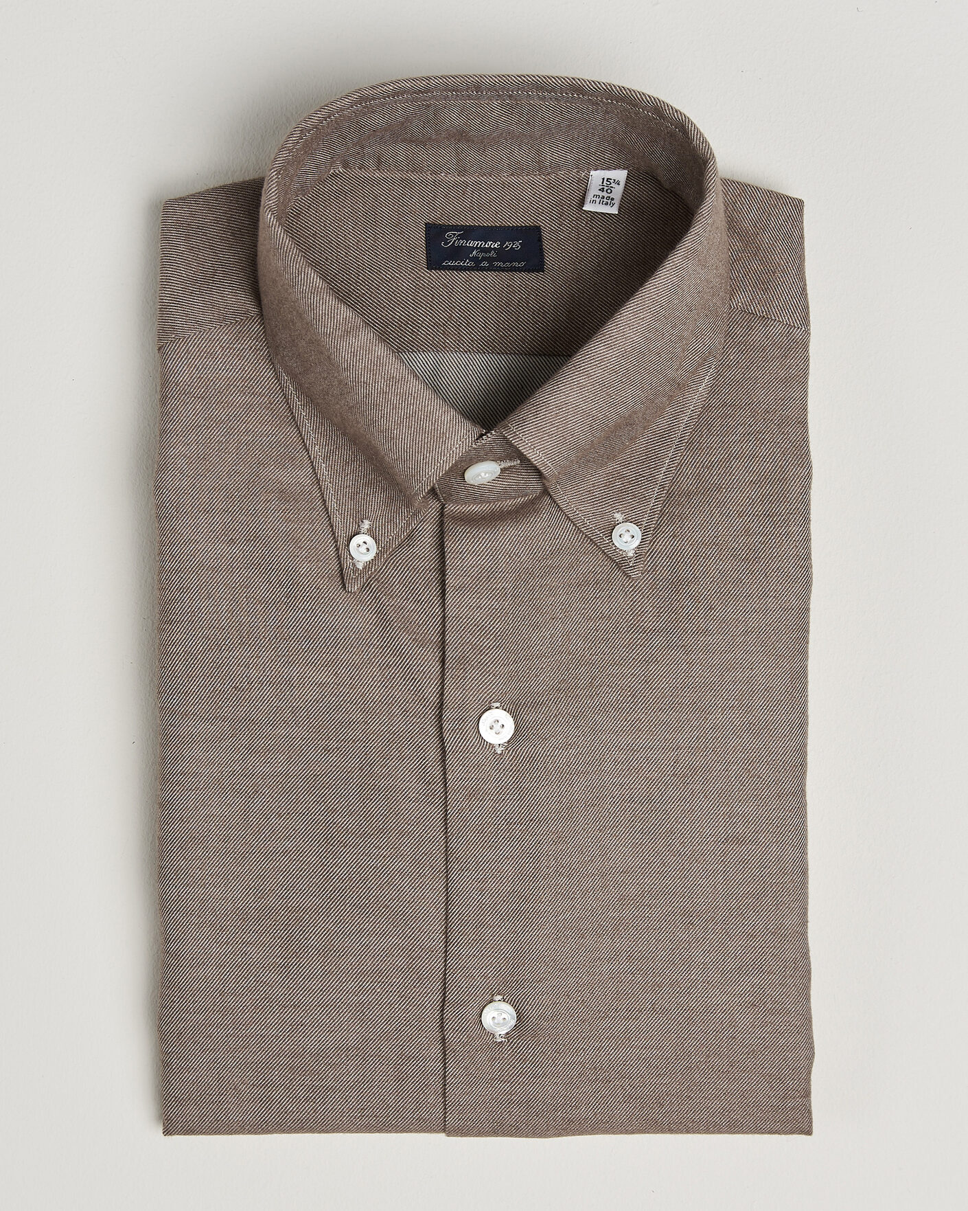 Herren | Hemden | Finamore Napoli | Milano Slim Cashmere BD Shirt Brown