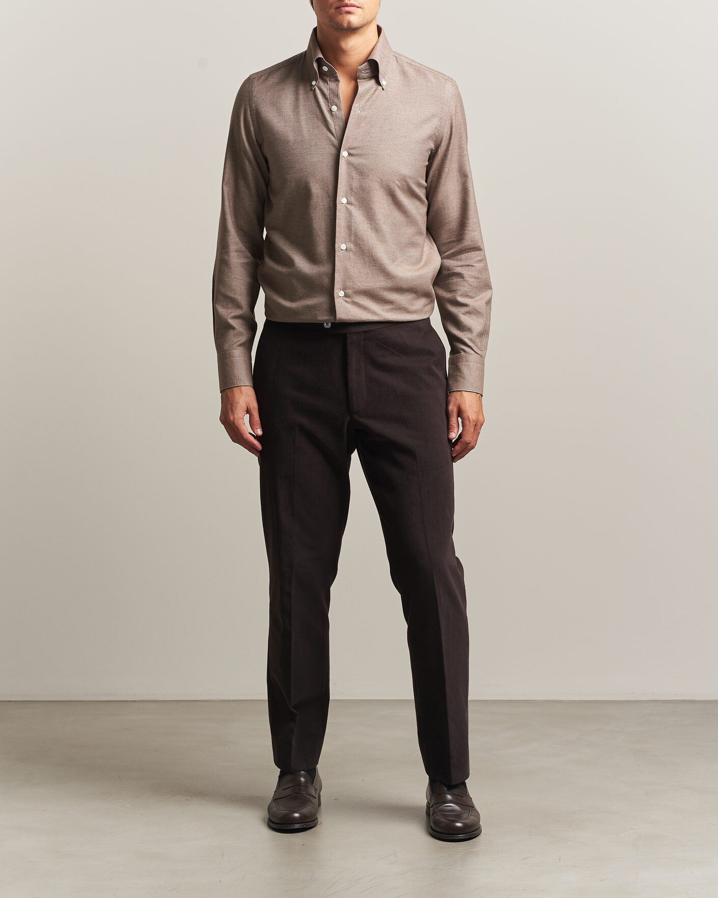 Herren | Hemden | Finamore Napoli | Milano Slim Cashmere BD Shirt Brown