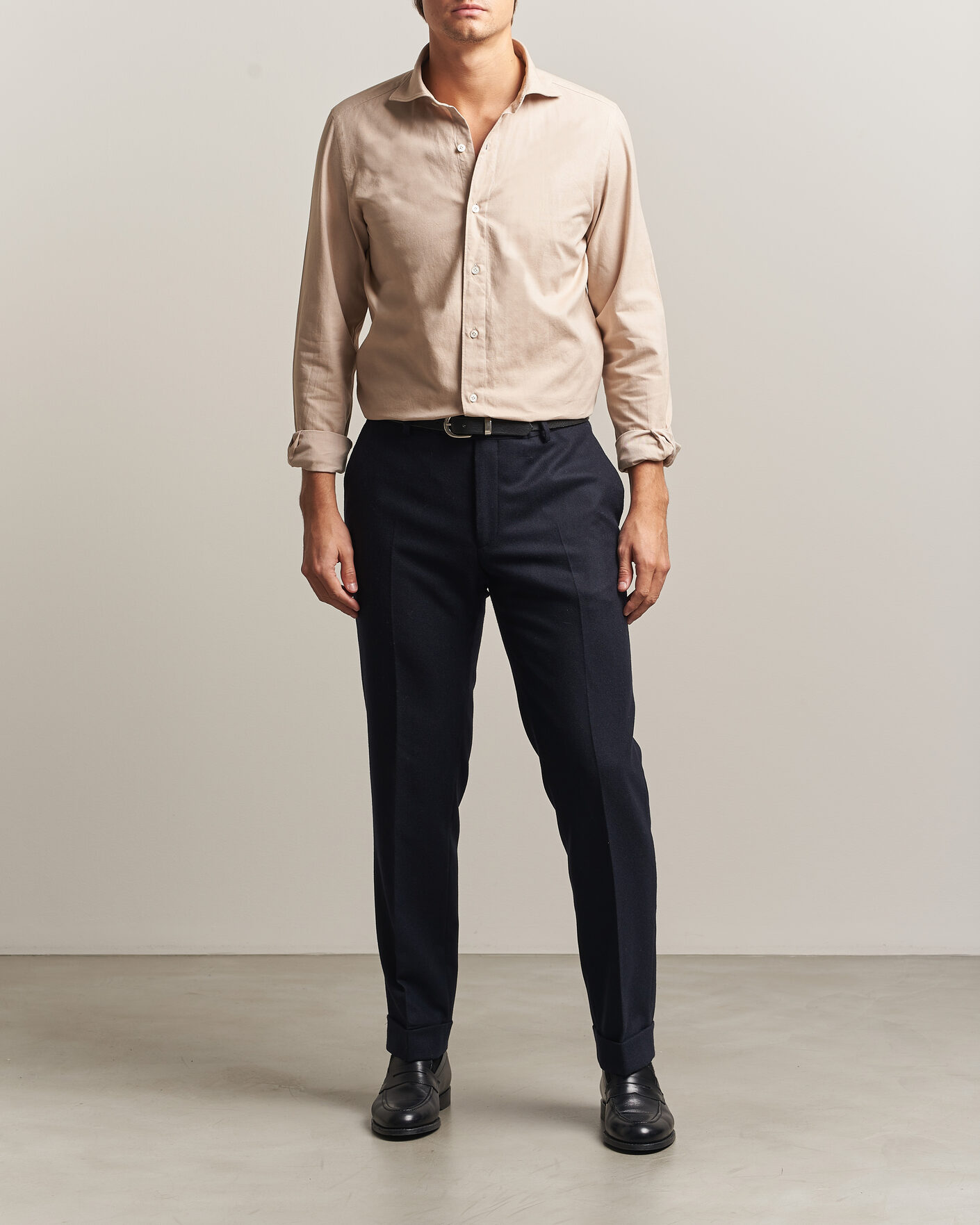 Herren | Hemden | Finamore Napoli | Gaeta Flannel Sport Shirt Beige