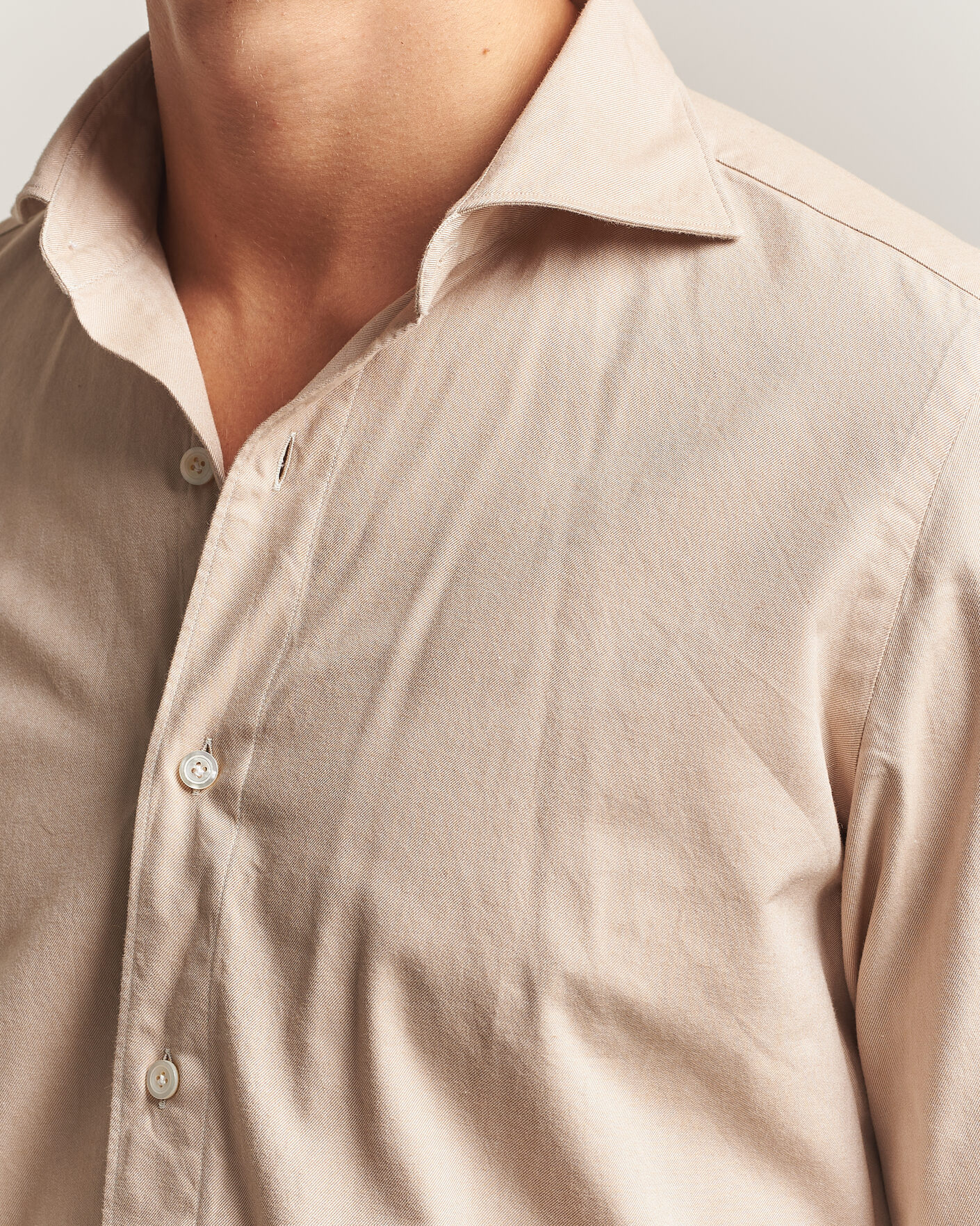 Herren | Hemden | Finamore Napoli | Gaeta Flannel Sport Shirt Beige