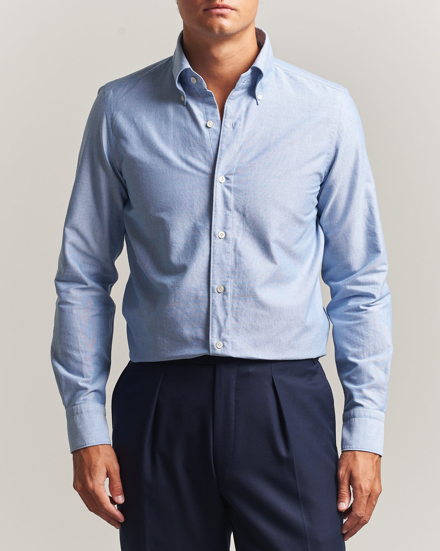 Herren | Hemden | Finamore Napoli | Gaeta Oxford Button Down Shirt Light Blue