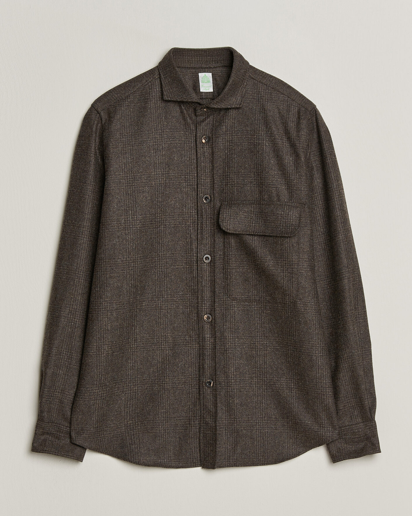 Herren | Hemden | Finamore Napoli | Wool Houndstooth Overshirt Dark Brown