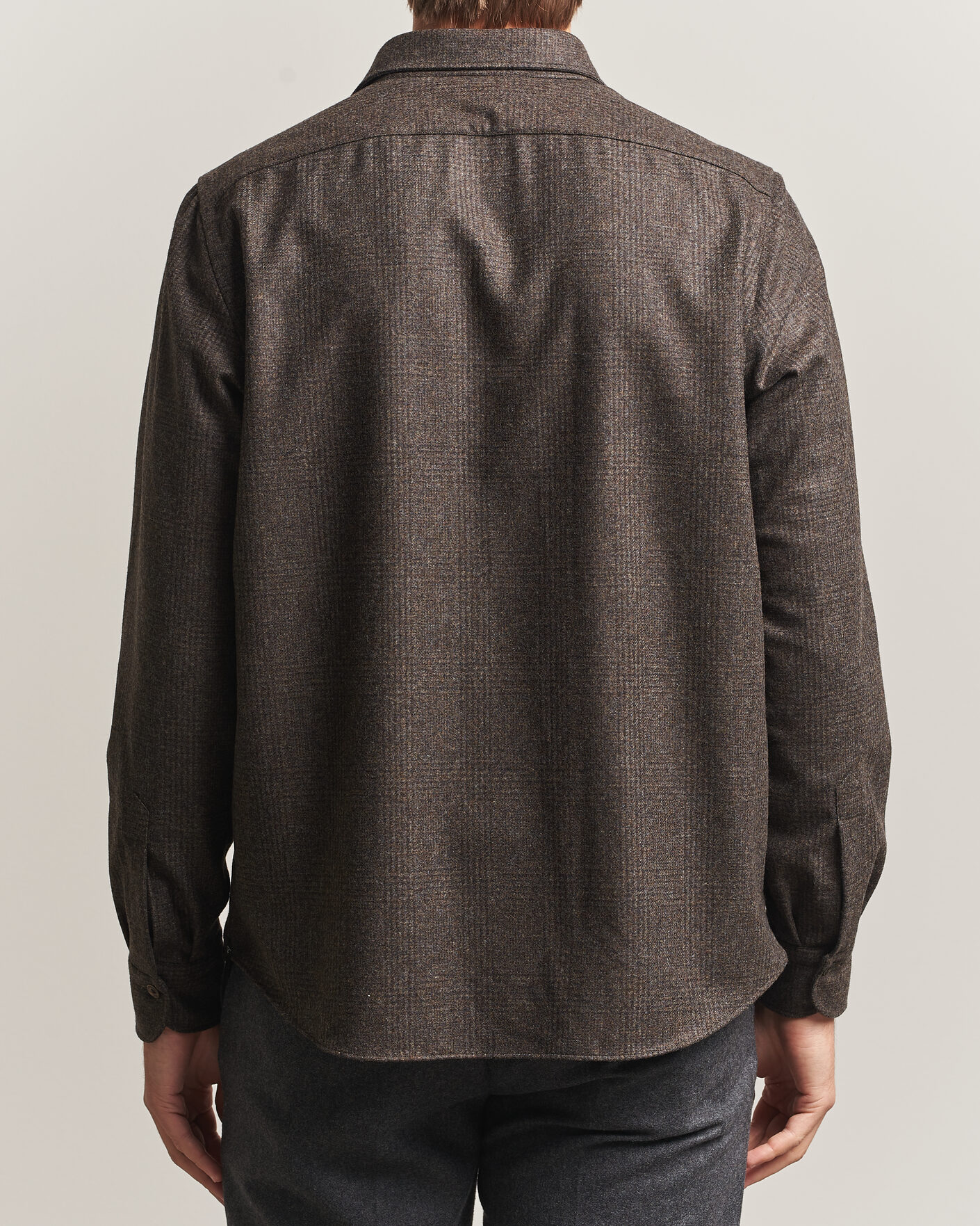 Herren | Hemden | Finamore Napoli | Wool Houndstooth Overshirt Dark Brown