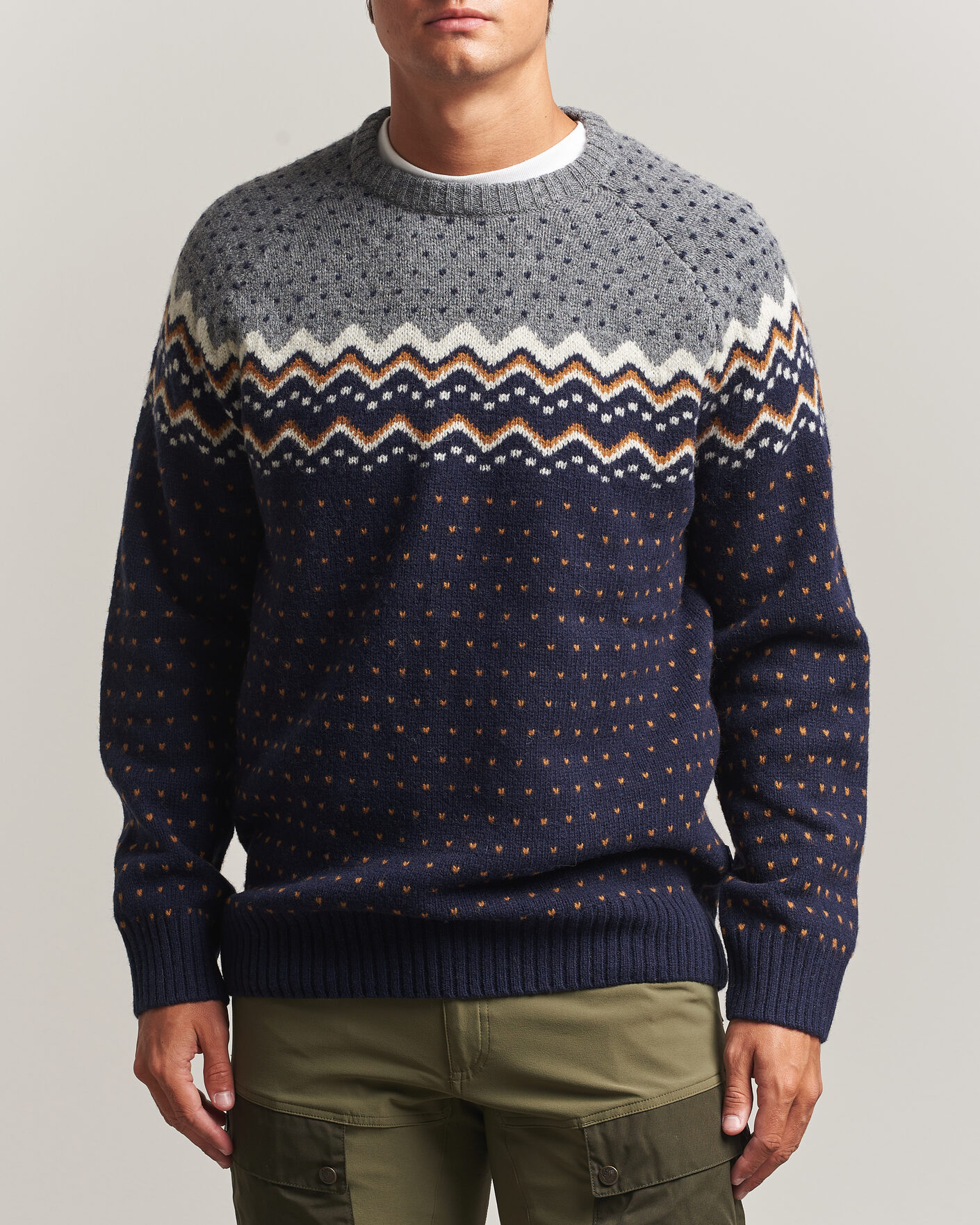 Herren | Pullover | Fjällräven | Övik Knit Wool Sweater Dark Navy