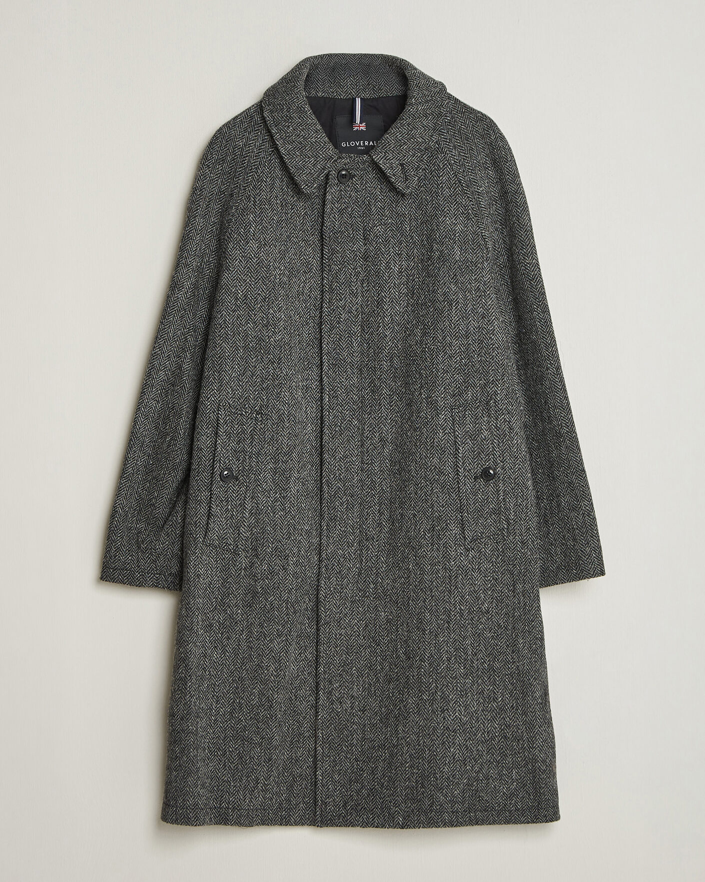 Herren | Jacken | Gloverall | Hynes Harris Tweed Coat Charcoal Herringbone
