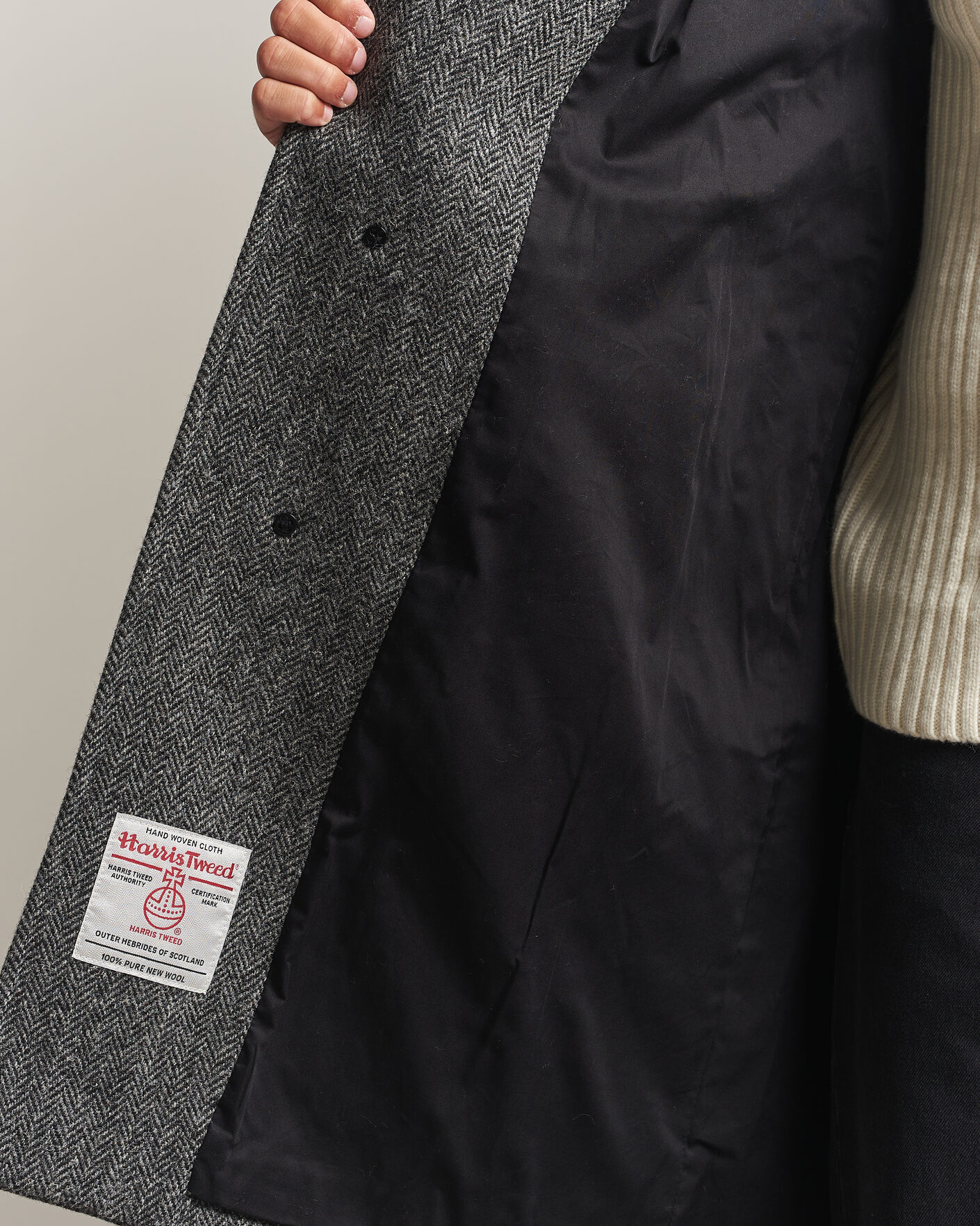 Herren | Jacken | Gloverall | Hynes Harris Tweed Coat Charcoal Herringbone