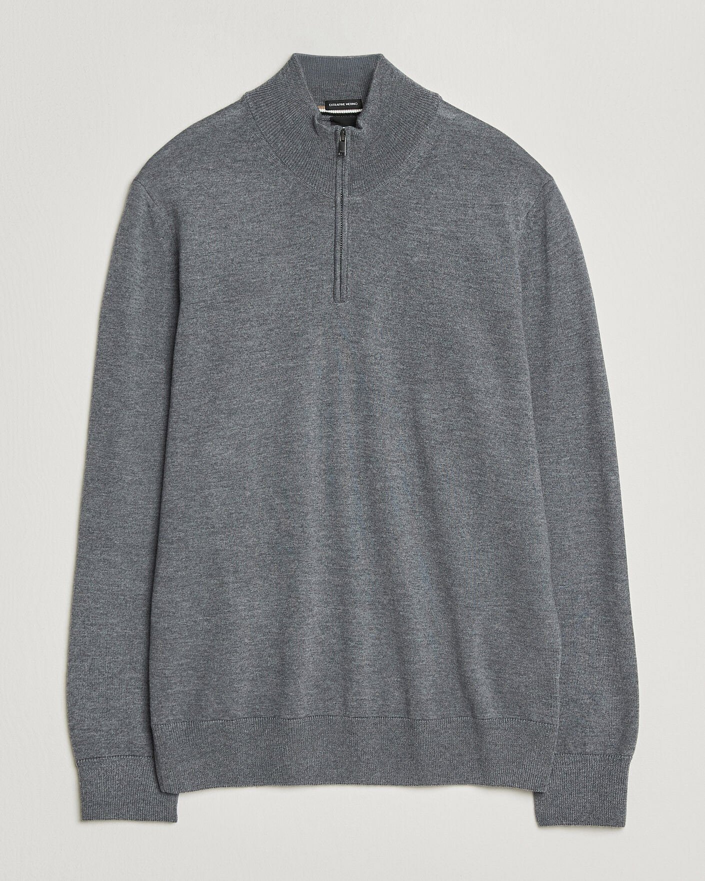 Herren | Pullover | BOSS BLACK | Ebenji Merino Knitted Half Zip Medium Grey