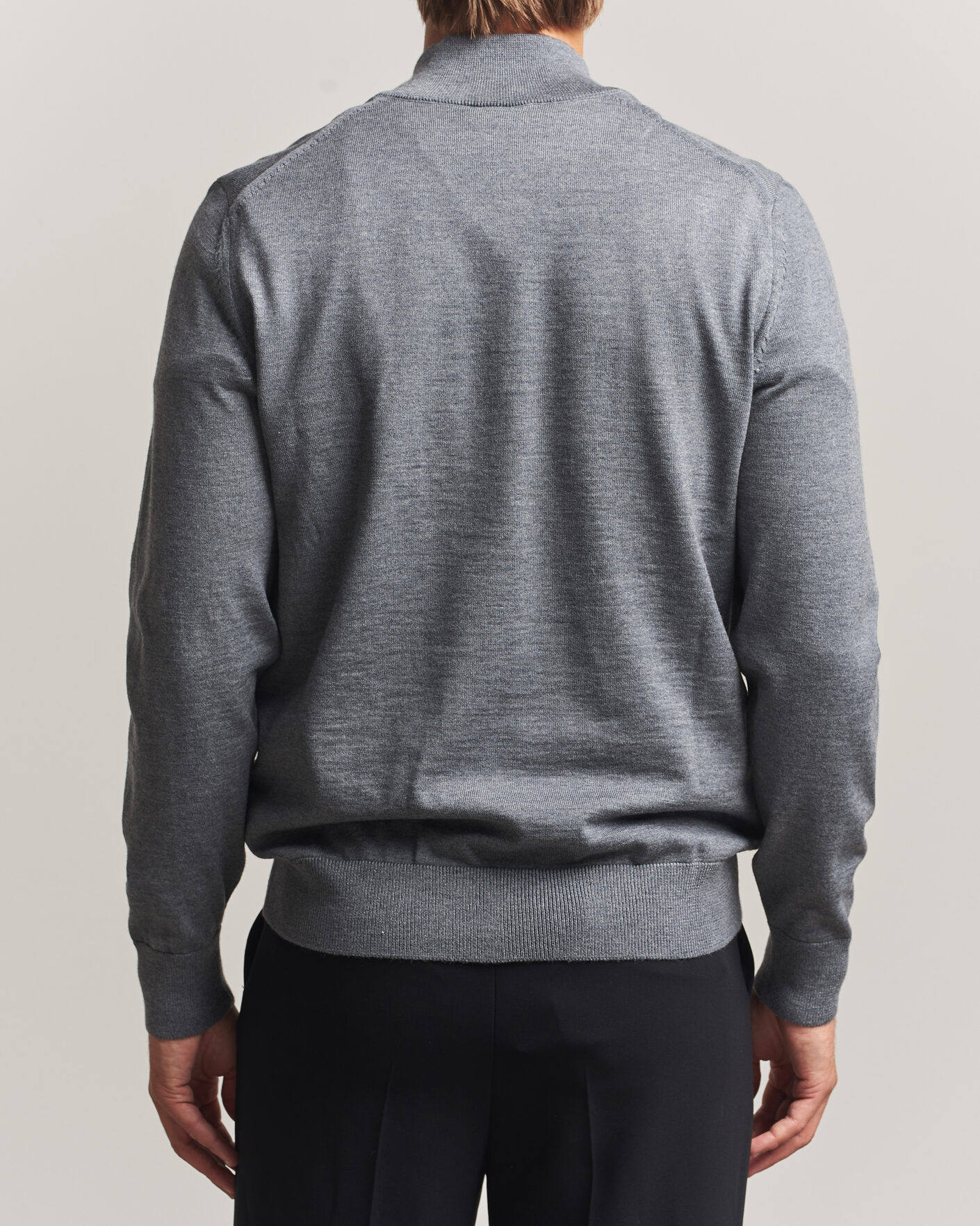 Herren | Pullover | BOSS BLACK | Ebenji Merino Knitted Half Zip Medium Grey