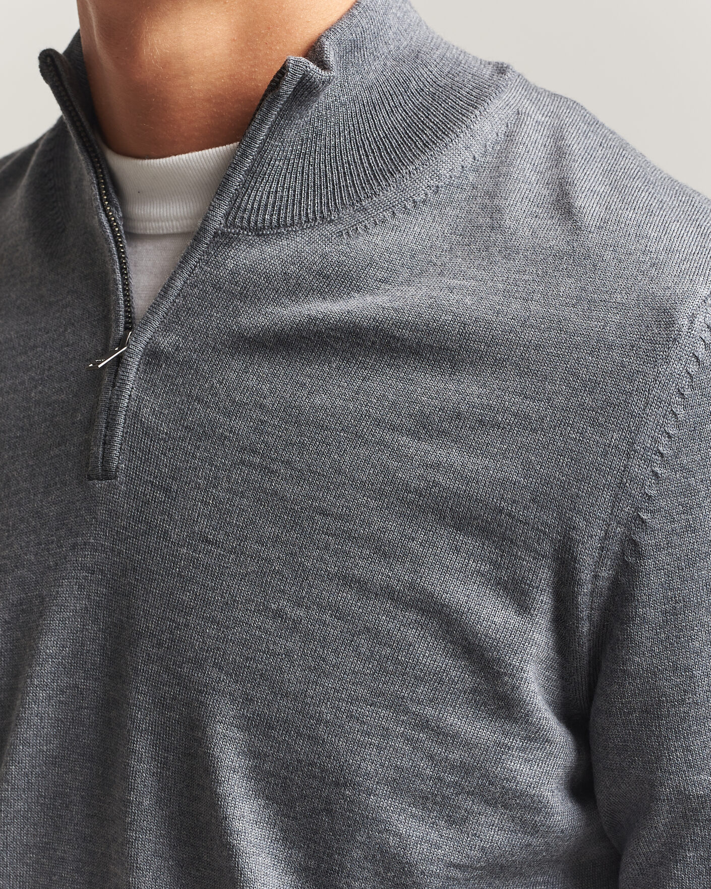 Herren | Pullover | BOSS BLACK | Ebenji Merino Knitted Half Zip Medium Grey