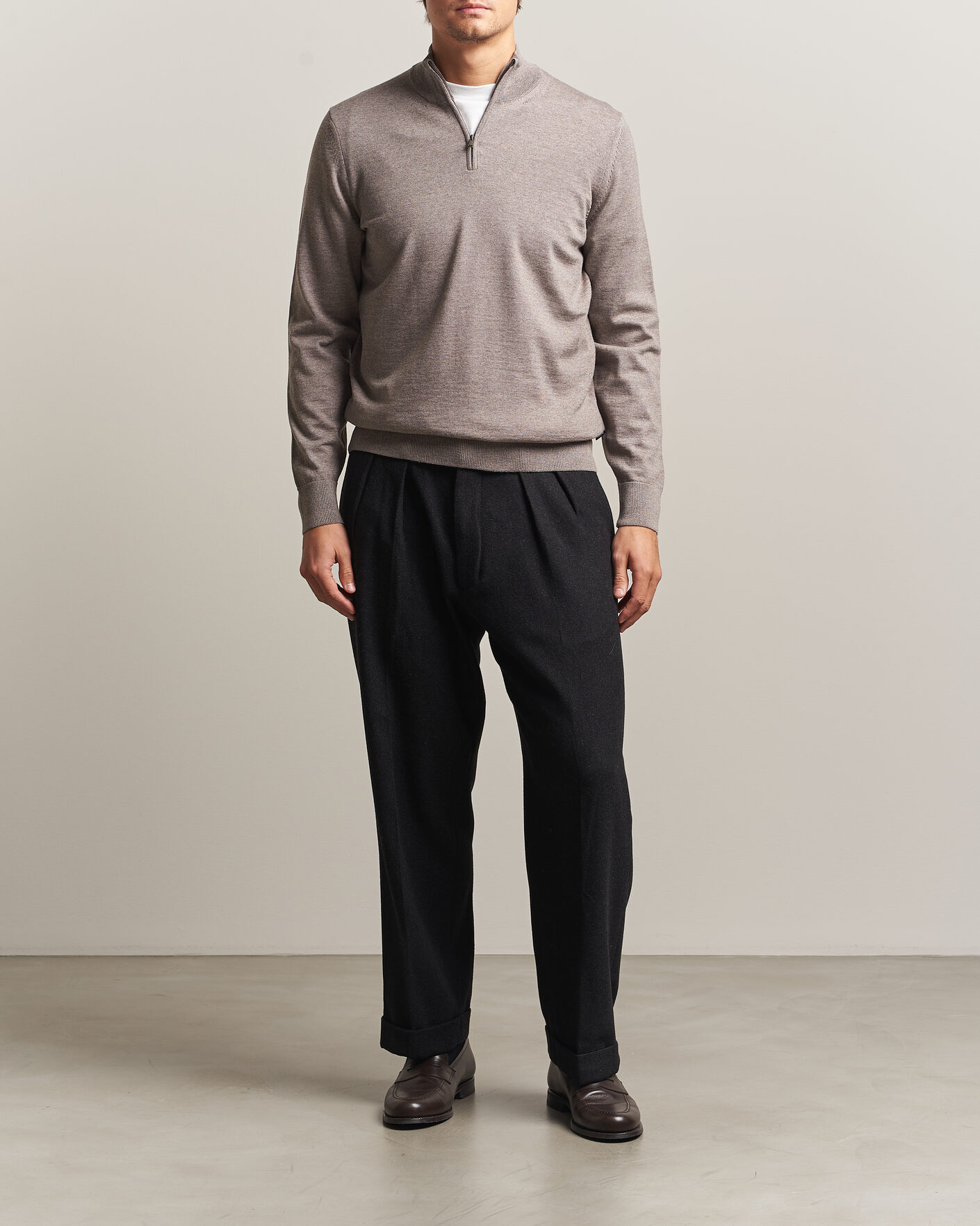 Herren | Pullover | BOSS BLACK | Ebenji Merino Knitted Half Zip Open Brown