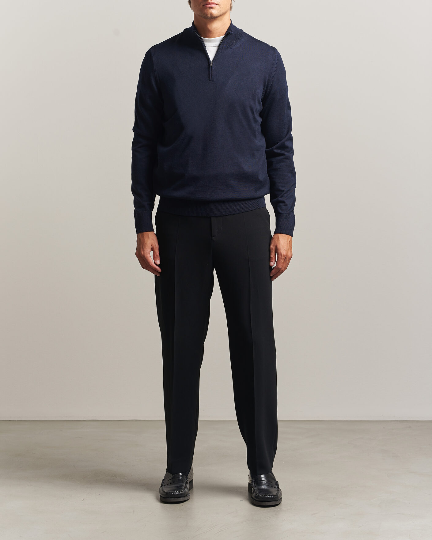 Herren | Pullover | BOSS BLACK | Ebenji Merino Knitted Half Zip Dark Blue