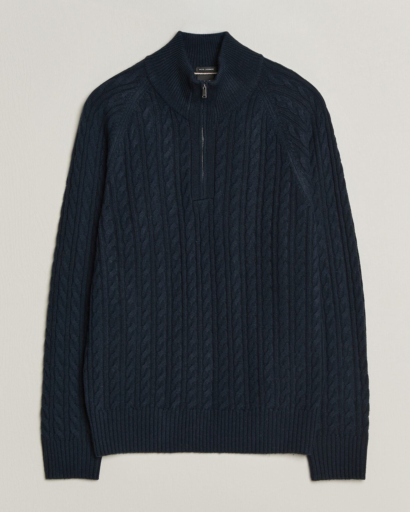 Herren | Pullover | BOSS BLACK | Furore Wool/Cashmere Cable Half Zip Dark Blue