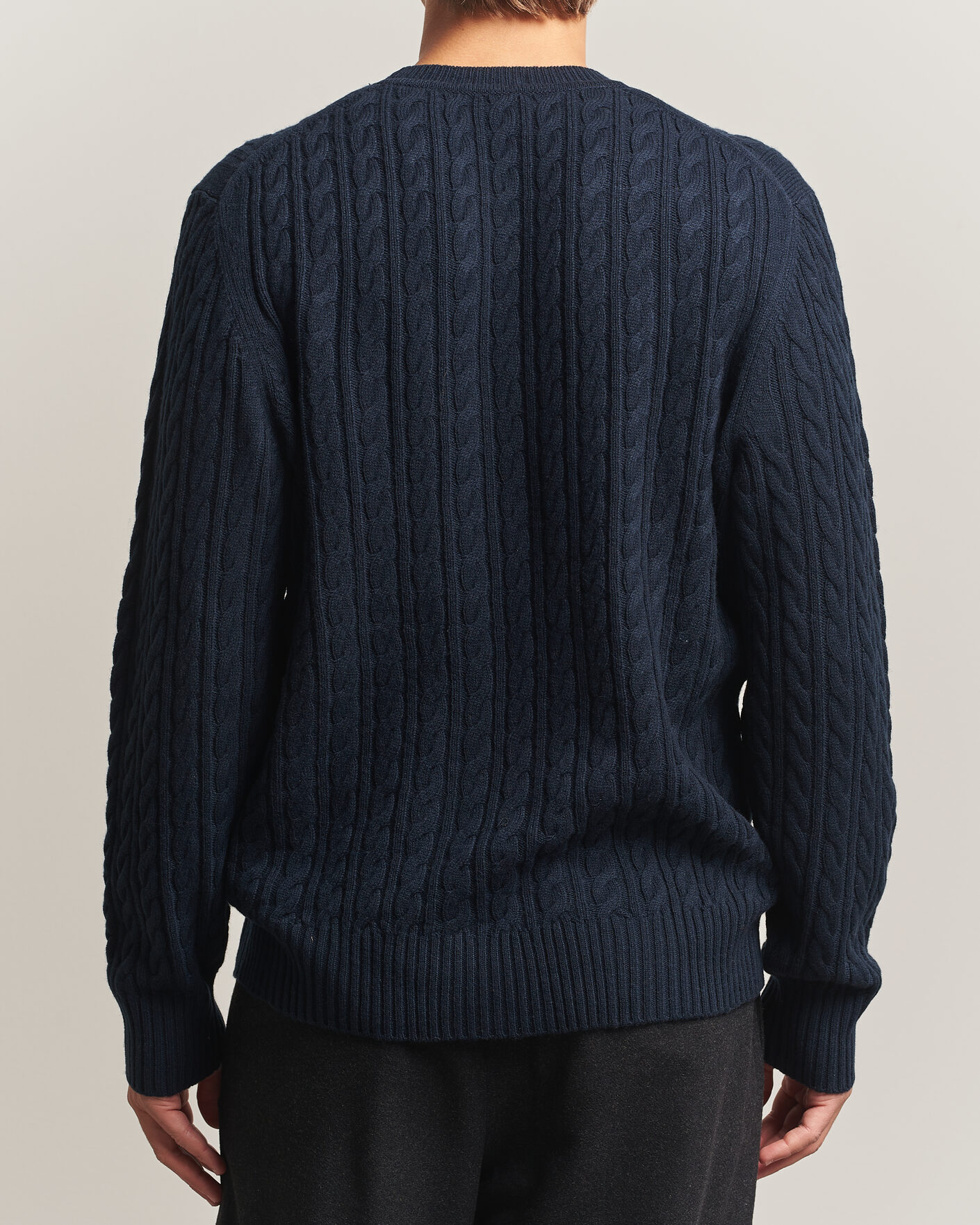 Herren | Pullover | BOSS BLACK | Furlan Wool/Cashmere Cable Crew Neck Dark Blue