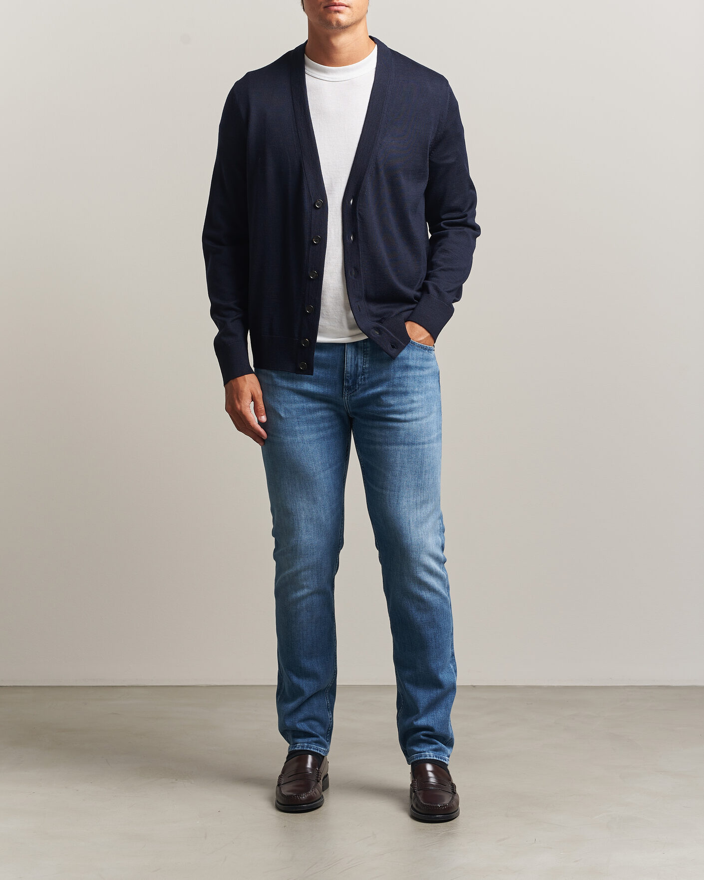 Herren | Pullover | BOSS BLACK | Mardon Wool Cardigan Dark Blue